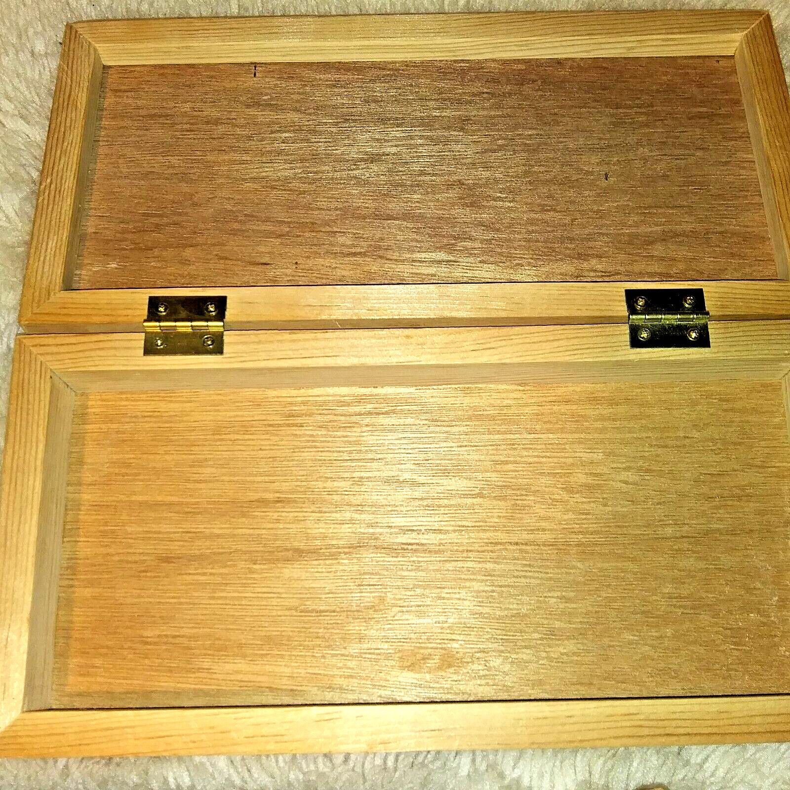 two natural wood hand made Rectangle Storage trinket Box