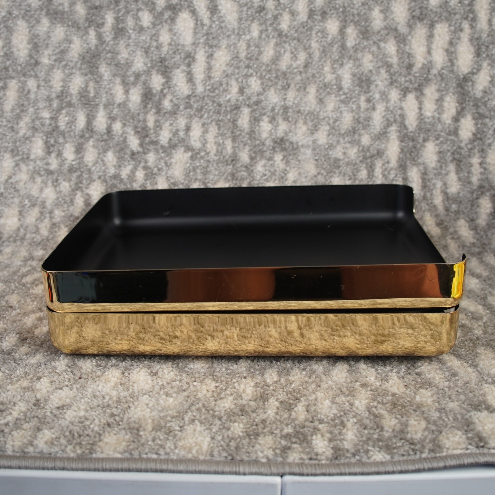 VTG 1984 Eldon Emphasis 6000 Gold Chrome Desktop Paper Organizer File Tray 2PCs