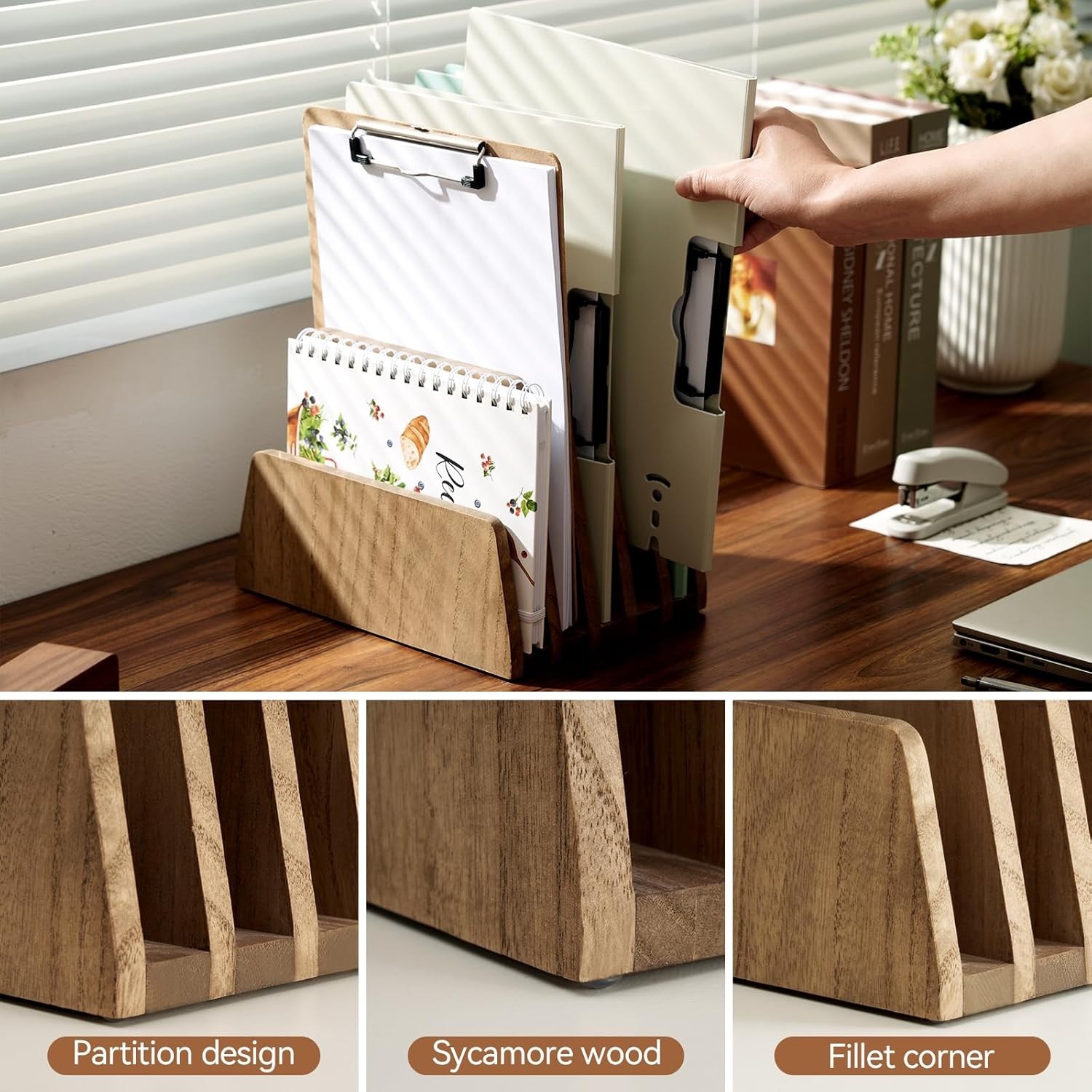 Stylish 5-Slot Letter Sorter – Lightweight Wooden Desk Organizer for Easy Access