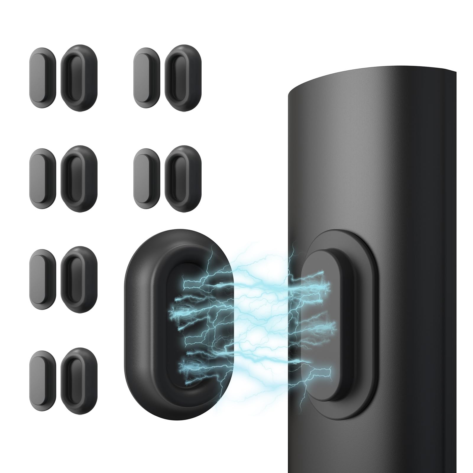 Magnetic Remote Control Holder Self-Adhesive Wall Mount, 6 Pack 6 Black