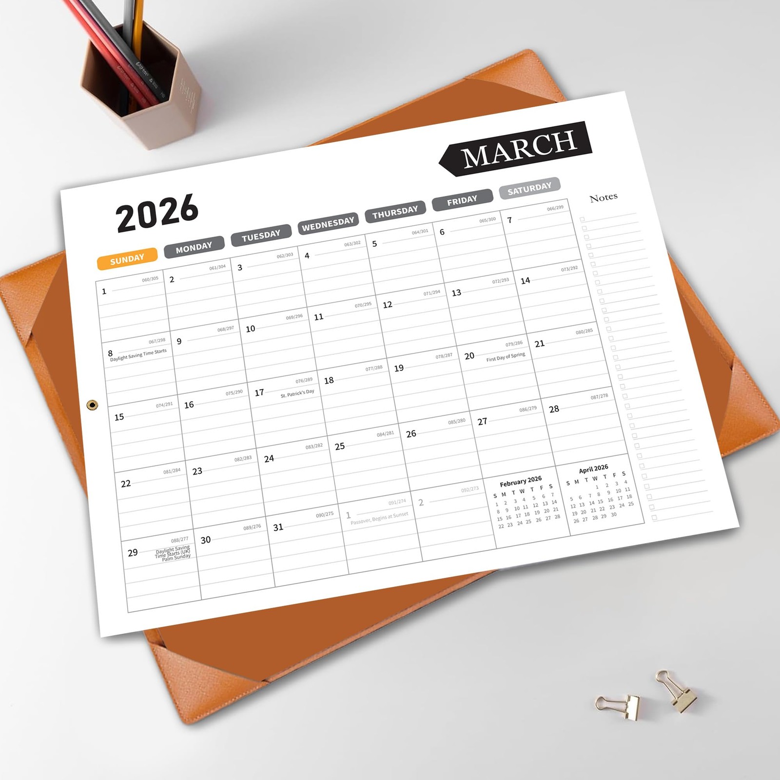 Large Desk Calendar 2026, Calendar with Desk Protecting Pad, 2026 Desk Calendar