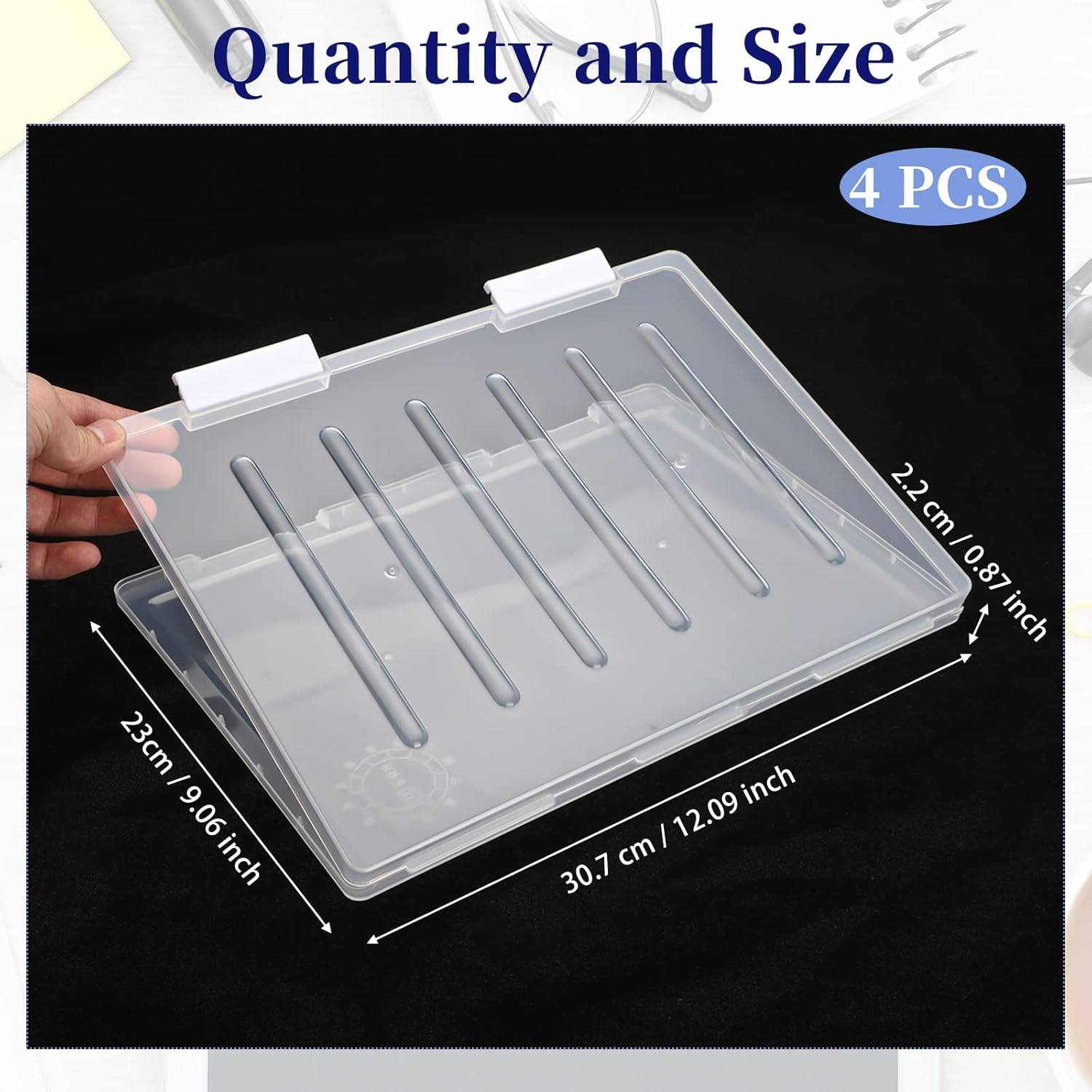 4 Pcs Magazine Protector A4 File Paper Storage Box Clear Portable Transparent