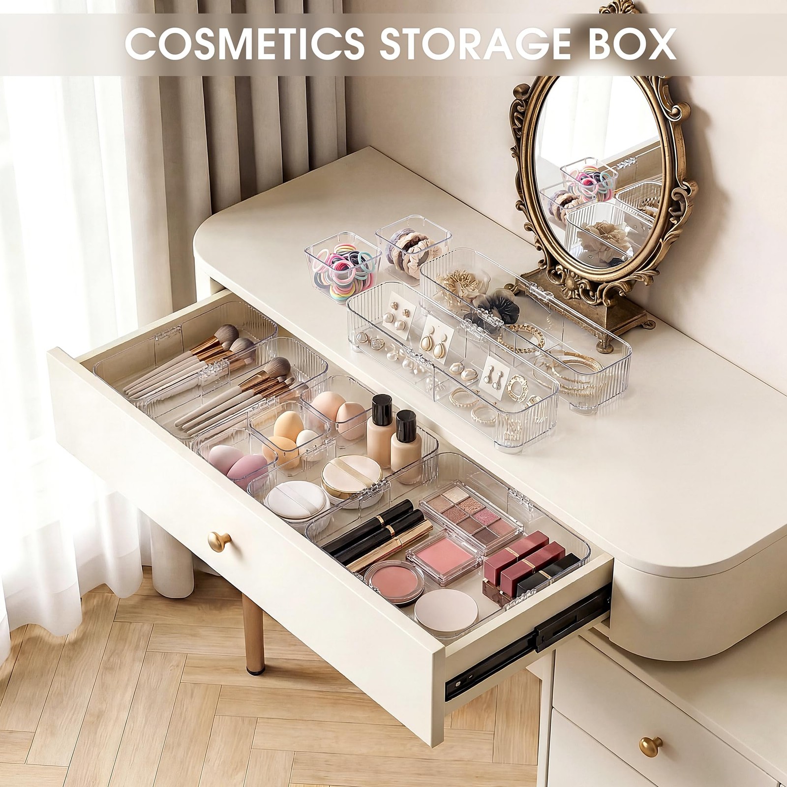 Aneco 20 Pieces Extendable Clear Drawer Organizer Adjustable Vanity