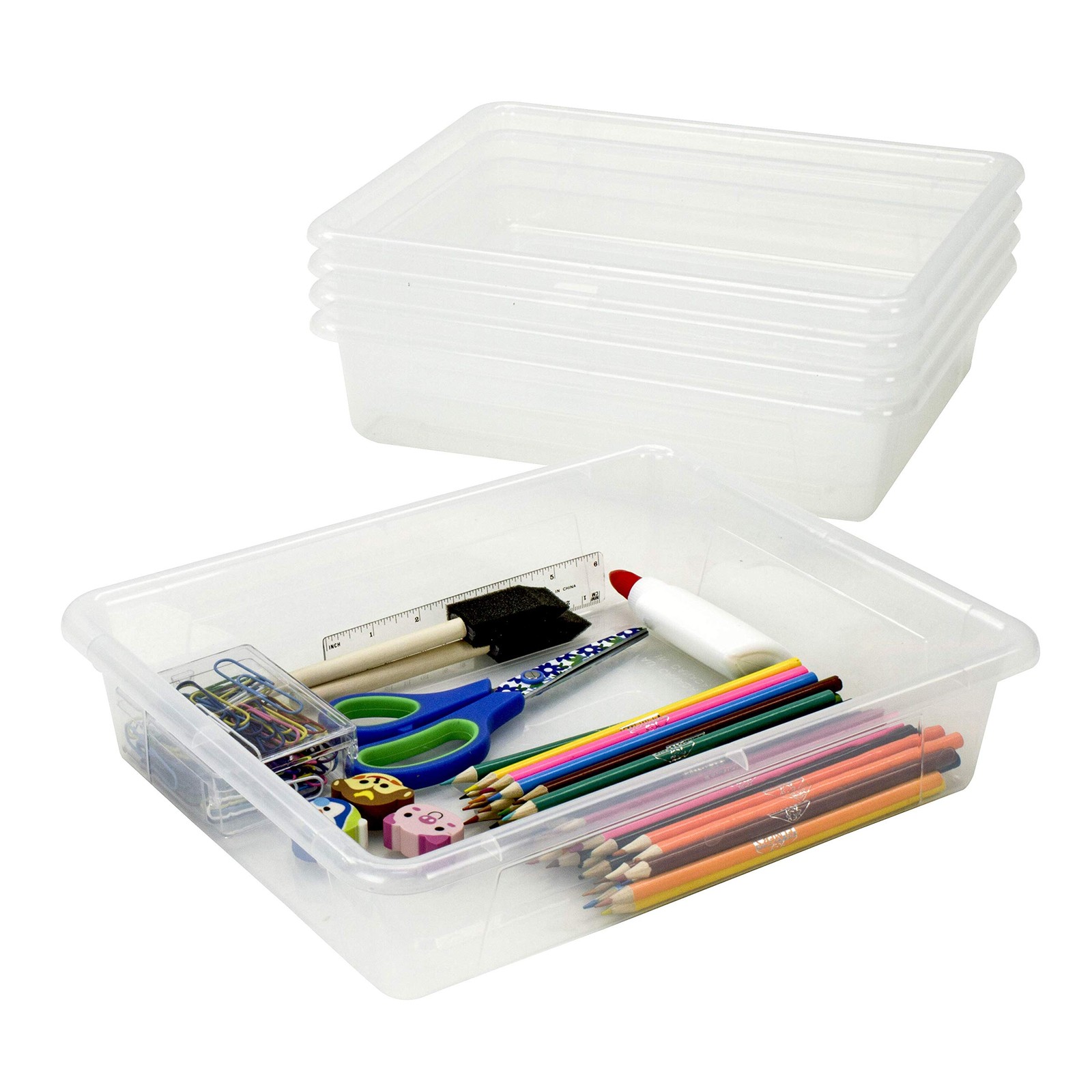 Storex Letter Size Deep Storage Bin For Classroom Office And Home Transparent
