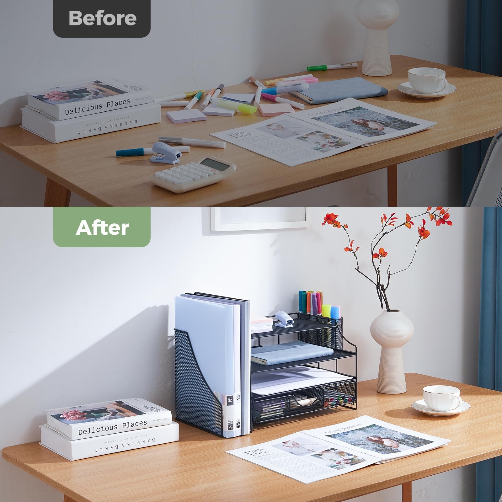 Desk Organizers and Accessories, 4 Tier Paper Letter Tray Organizer Holder De…