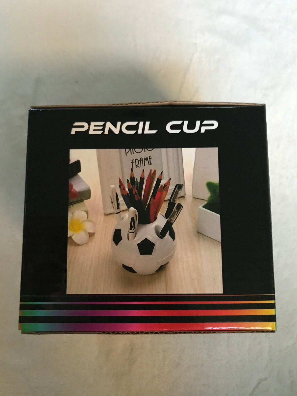 Best Brands Black &White Lightweight Easy To Clean Soccer Ball Pencil Cup Holder