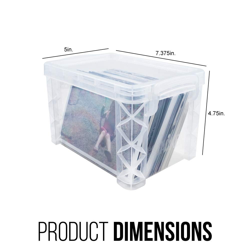 Advantus 40305 Super Stacker Storage Boxes, Hold 500 4 x 6 4″ x 6″, Clear
