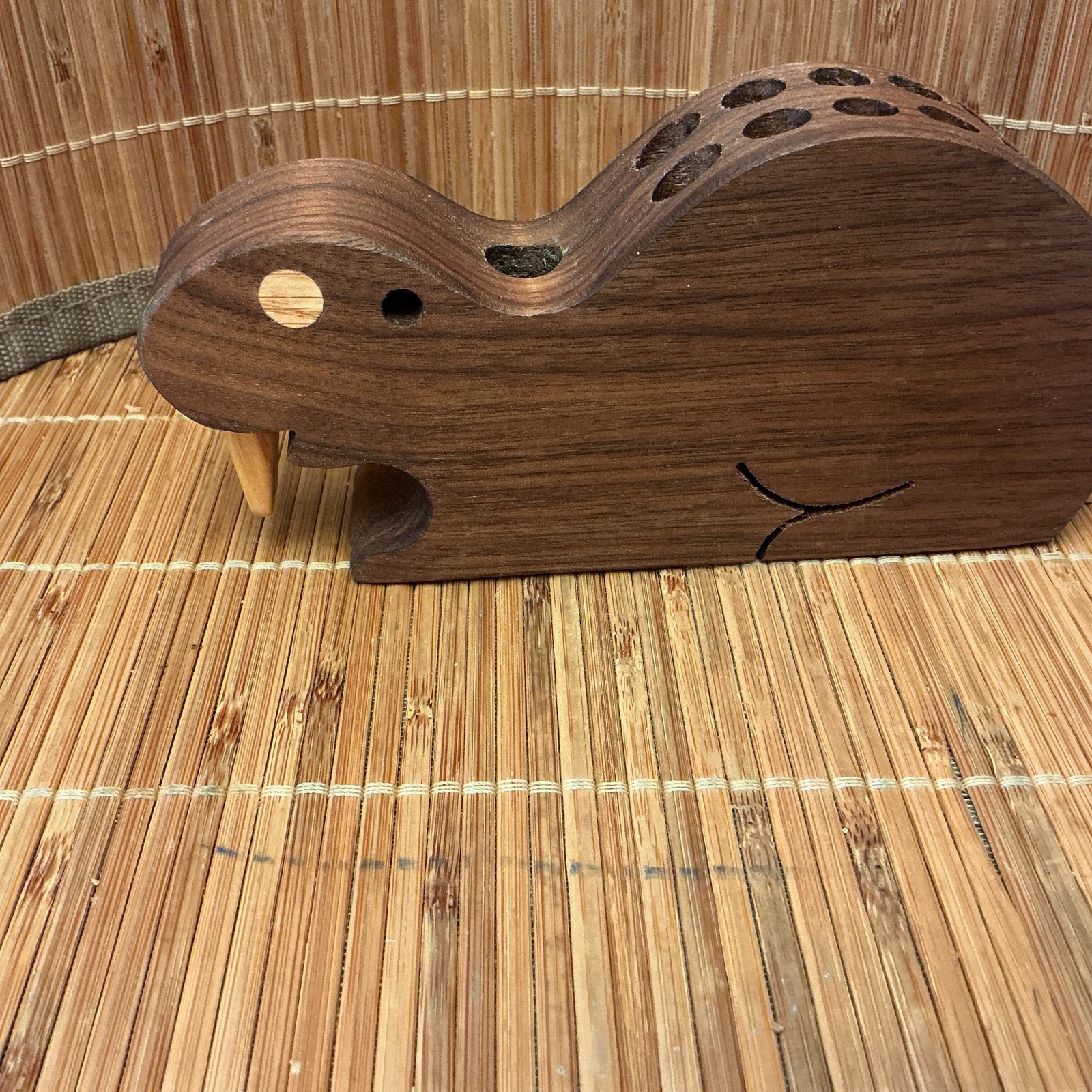 Wooden Beaver pencil Holder Desk Organizer Handmade