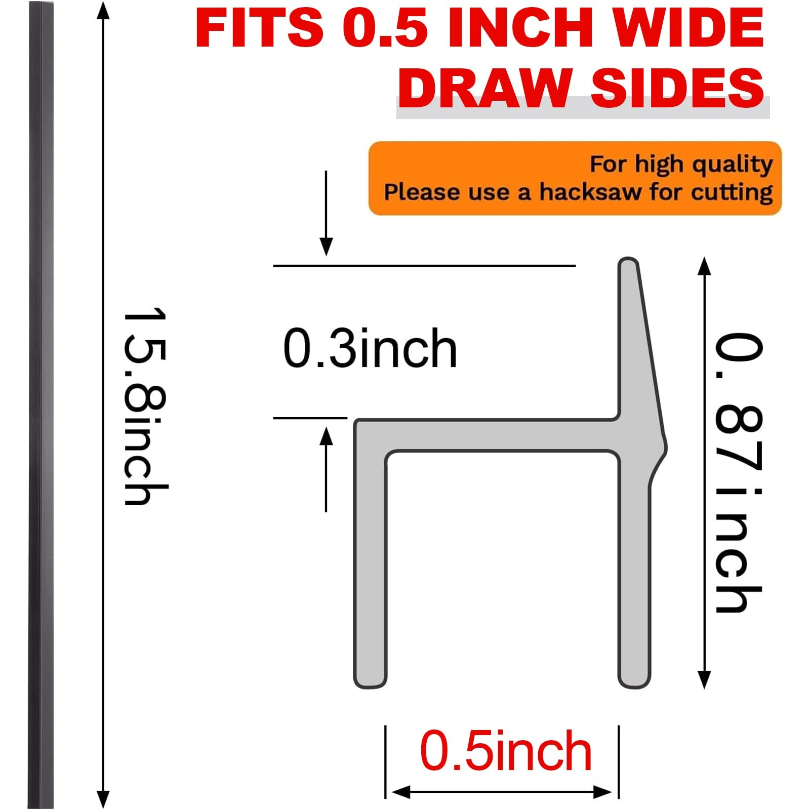 Tenare 4 Pieces Hanging File 1/2 Inch Drawer Sides 15.8 Long, Black