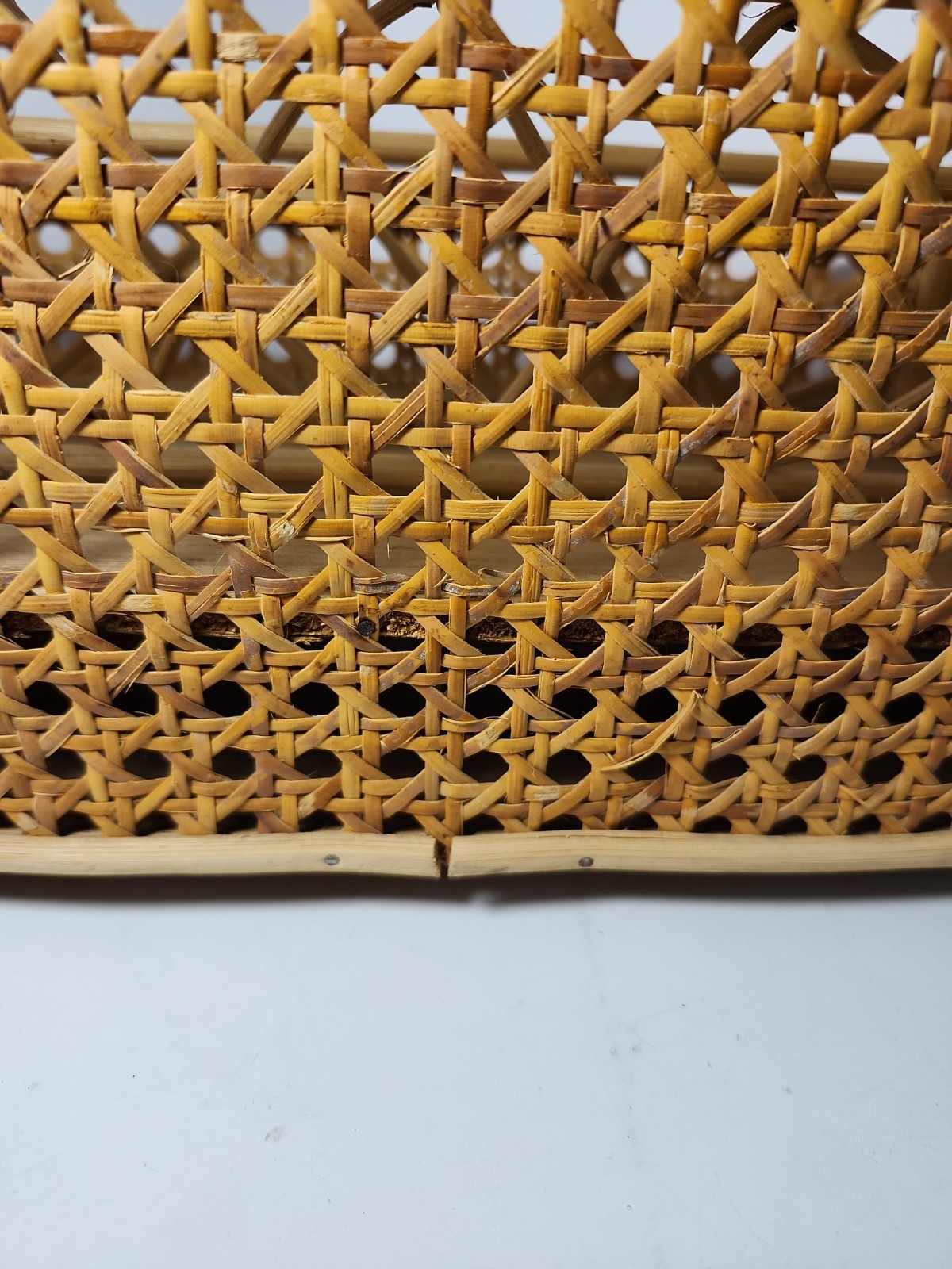 Vintage Bamboo & Rattan Cane Wood Surface Top Desk Top Letter Organizer