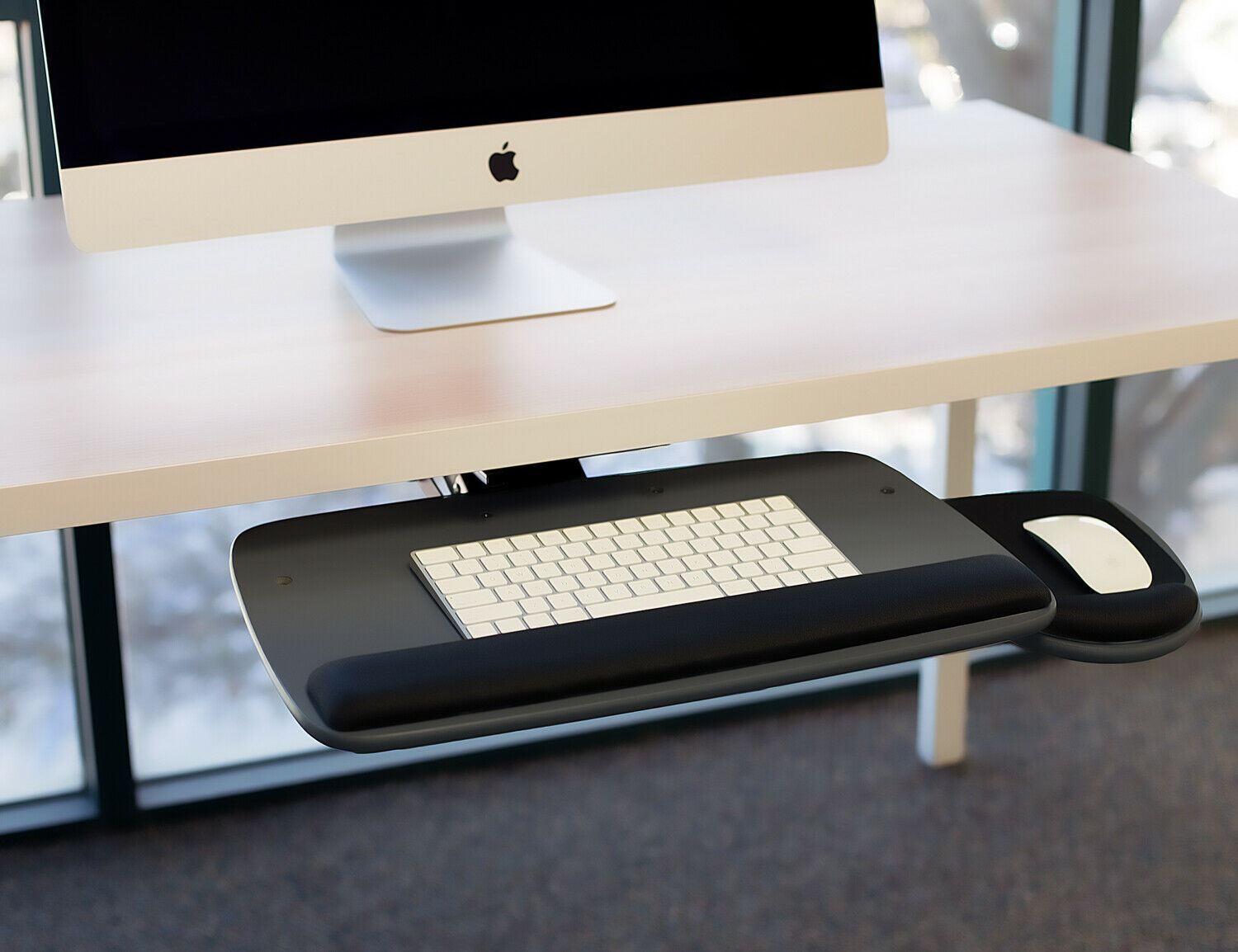 Mount-It! Under Desk Keyboard Tray with Ergonomic Wrist Rest Pad |17.25 Inch