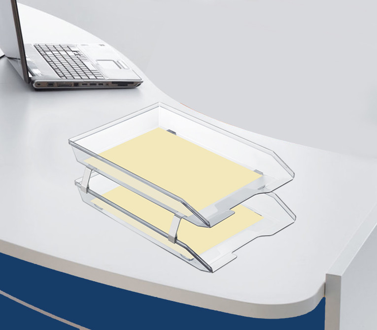 Acrimet Facility 2 Tiers Double Letter Tray Front Loading Design (Crystal Color)