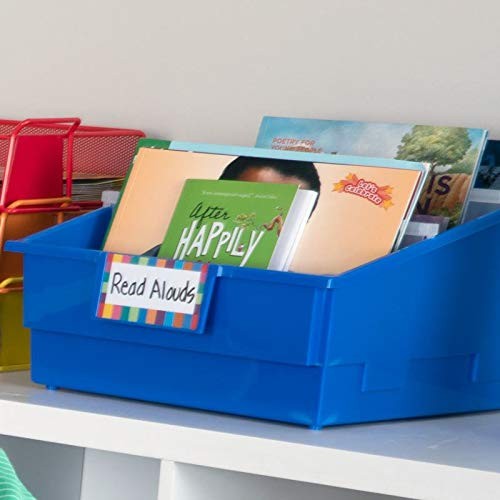 Single-Color Picture Book Classroom Library Bins with Dividers, 13.5″ x 13.5″…