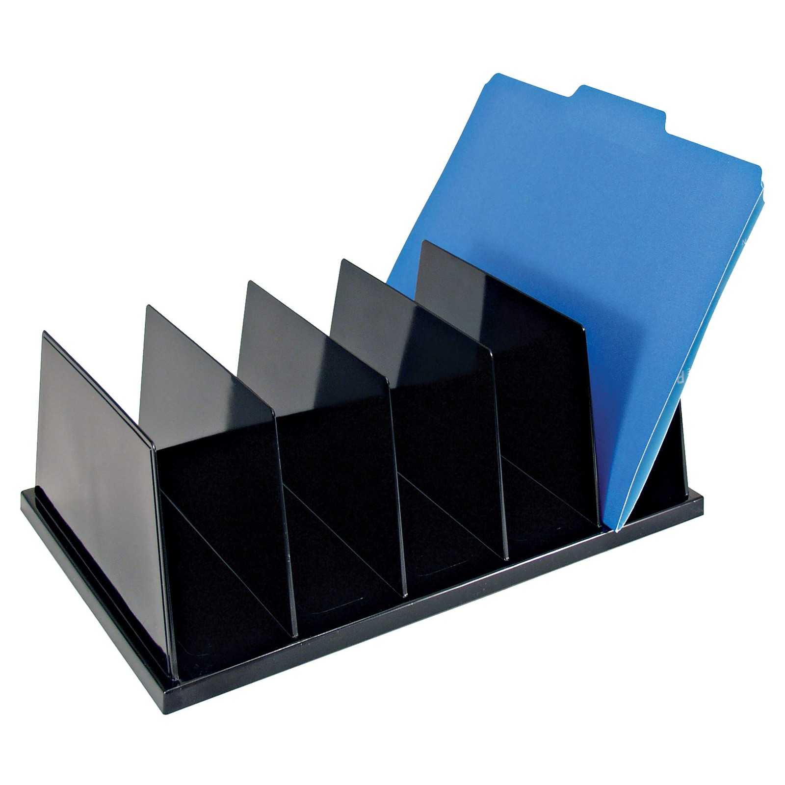 Recycled Large Standard Sorter, 5 Compartments, 13.5 x 9 x 5 Inches, Black (2…