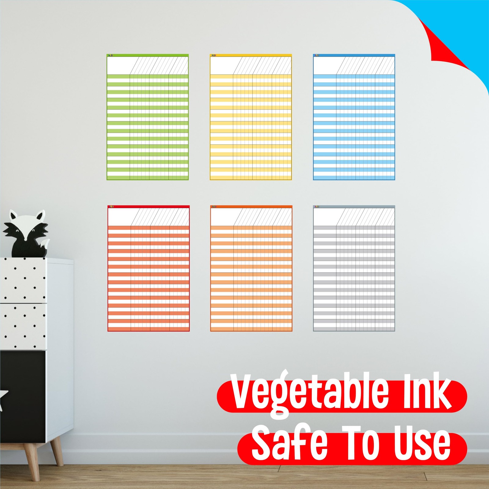 6 Pack Dry Erase Incentive Chart, 6 Multi-Color 11″ x 17″, Multi-color