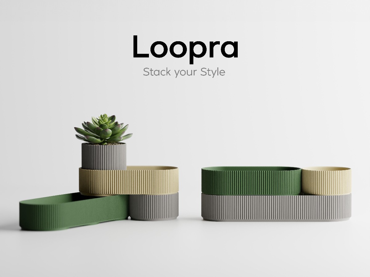 Modern Desk Organizer Stacked Cylindrical Storage Trays Green Beige