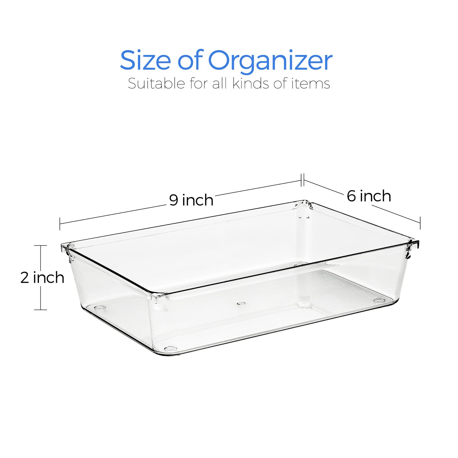 6 Pack Drawer Organizer – 6″ X 9″ Plastic Storage Bins, Acrylic Organizers wi…