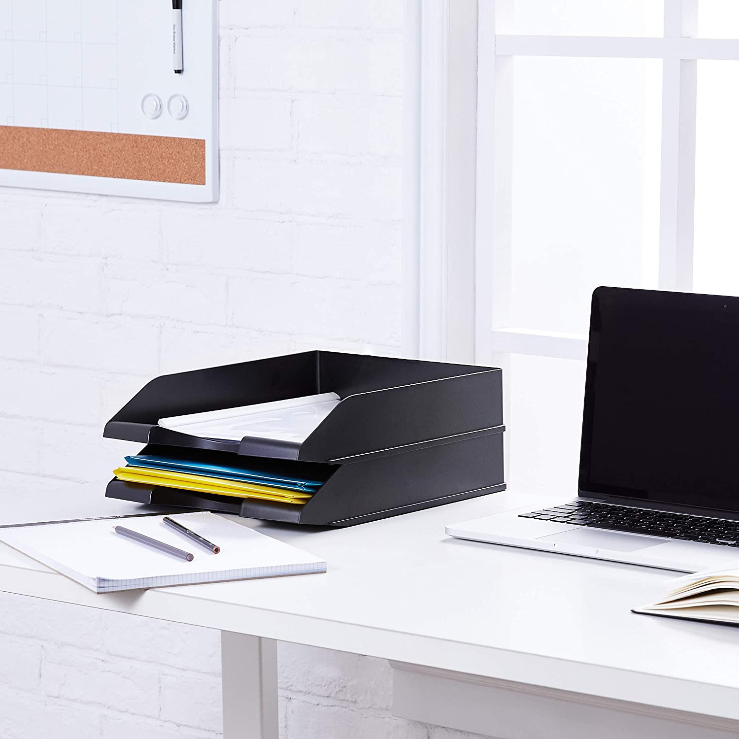 Rectangular Stackable Desk Organizer Office Letter Tray, File Storage, Paper Org