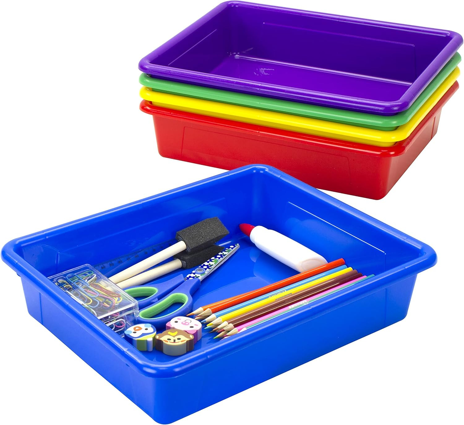 Letter Size Flat Storage Tray – Organizer Bin for Classroom, Office and Home, As