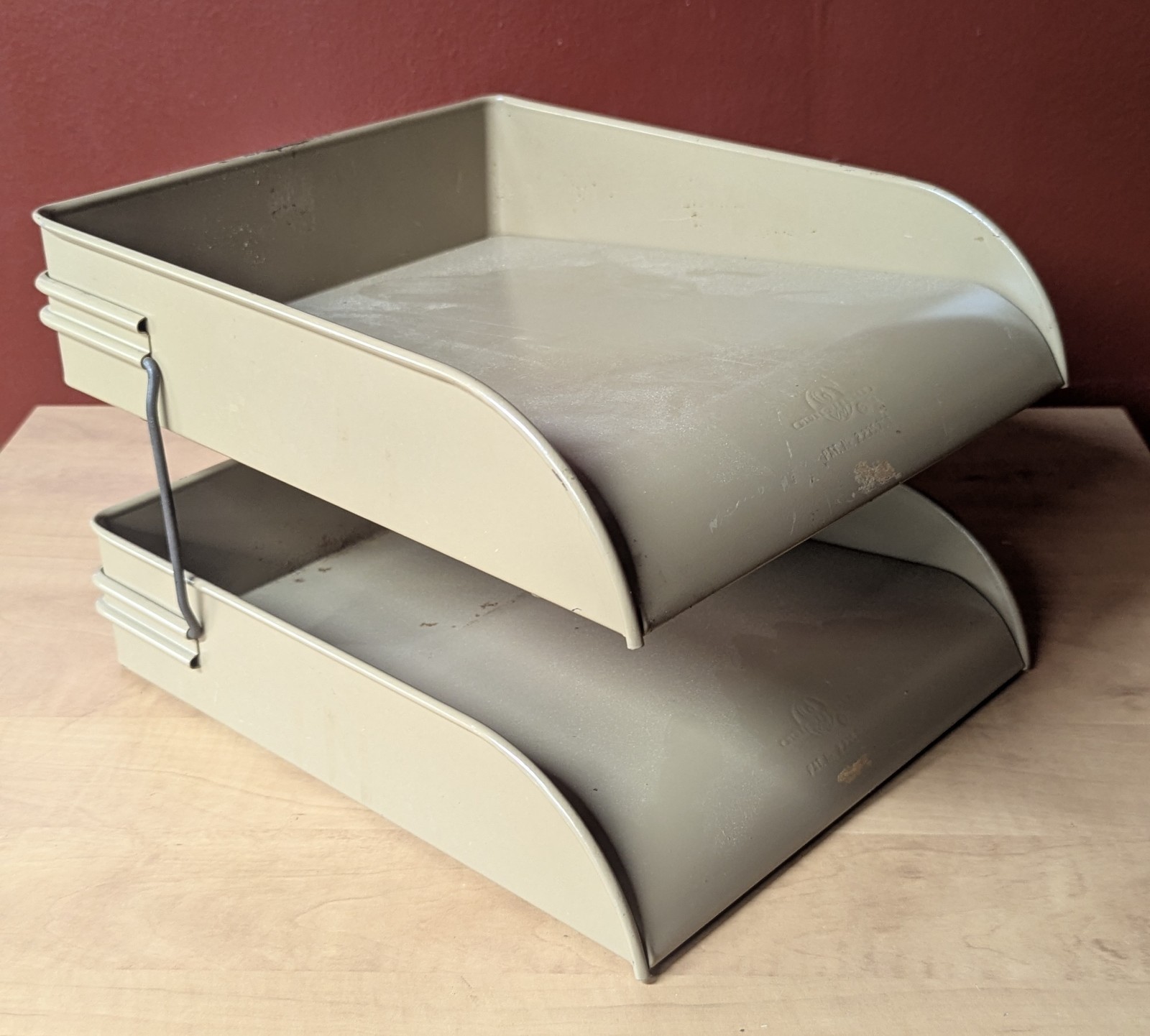 VTG Mid Century Modern Globe Wernicke GW Systems Steel Paper Tray Desk Organizer