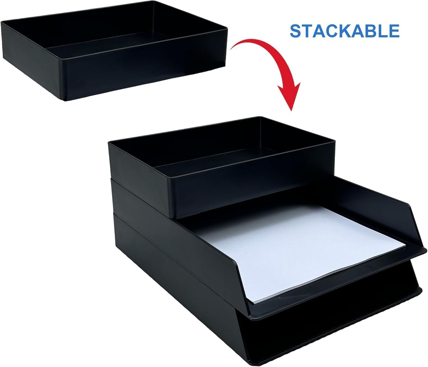 Amazon Basics Rectangular Plastic Desk Organizer with Storage Trays, Accessory T