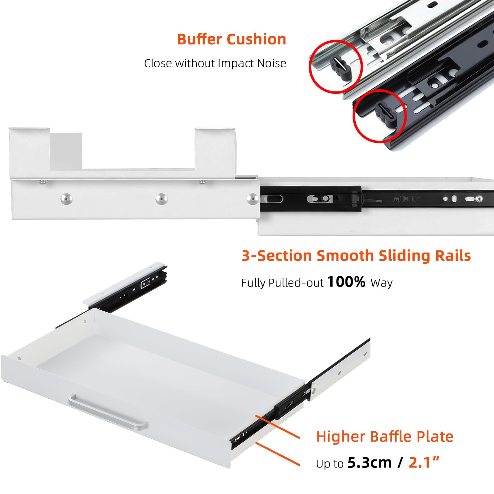 Osteed Under Desk Drawer White 21 4 Divider Trays Under Shelf Pencil Drawer