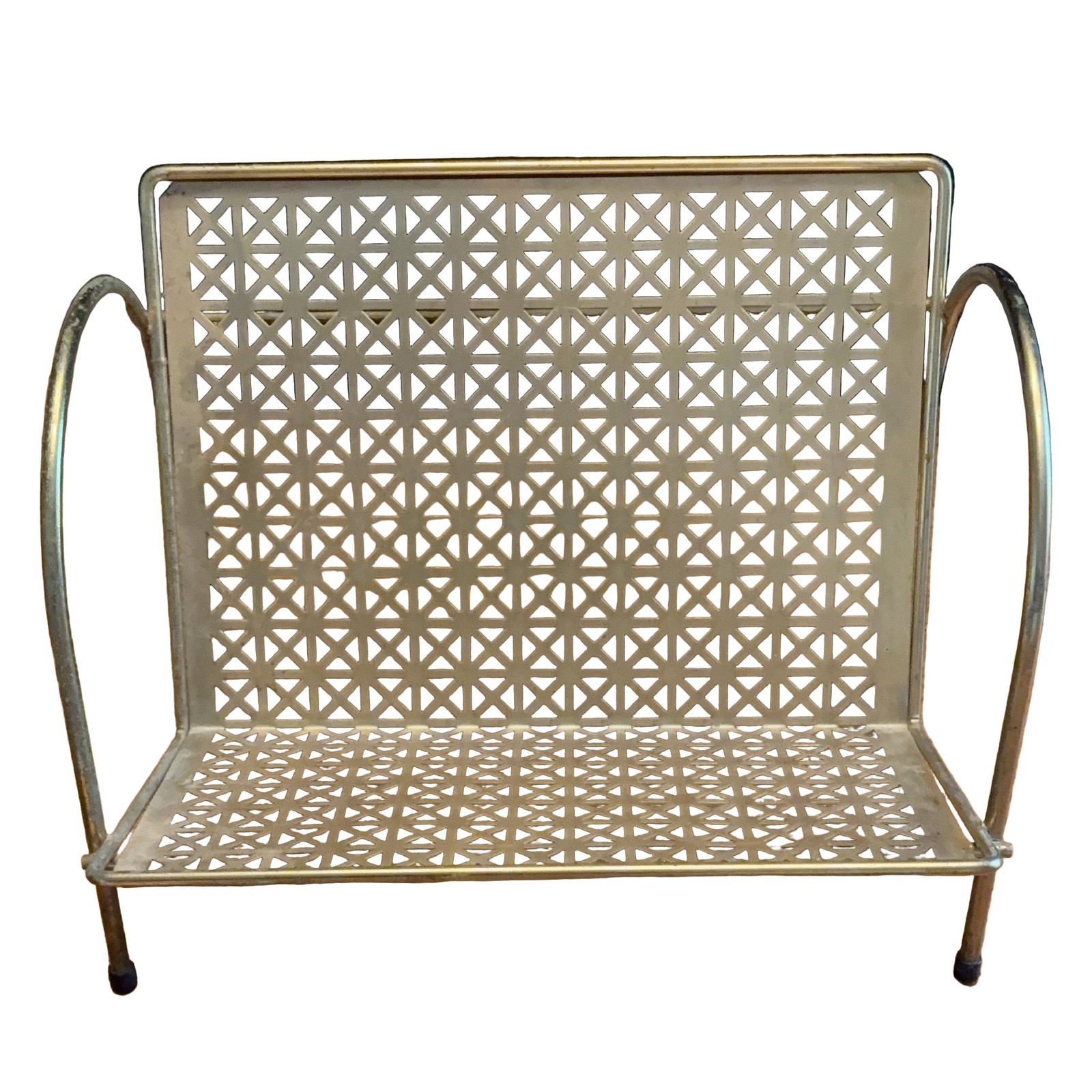 Brass Letter Record Holder Magazine Book Rack MCM Regency Vintage 60s 70s Mid