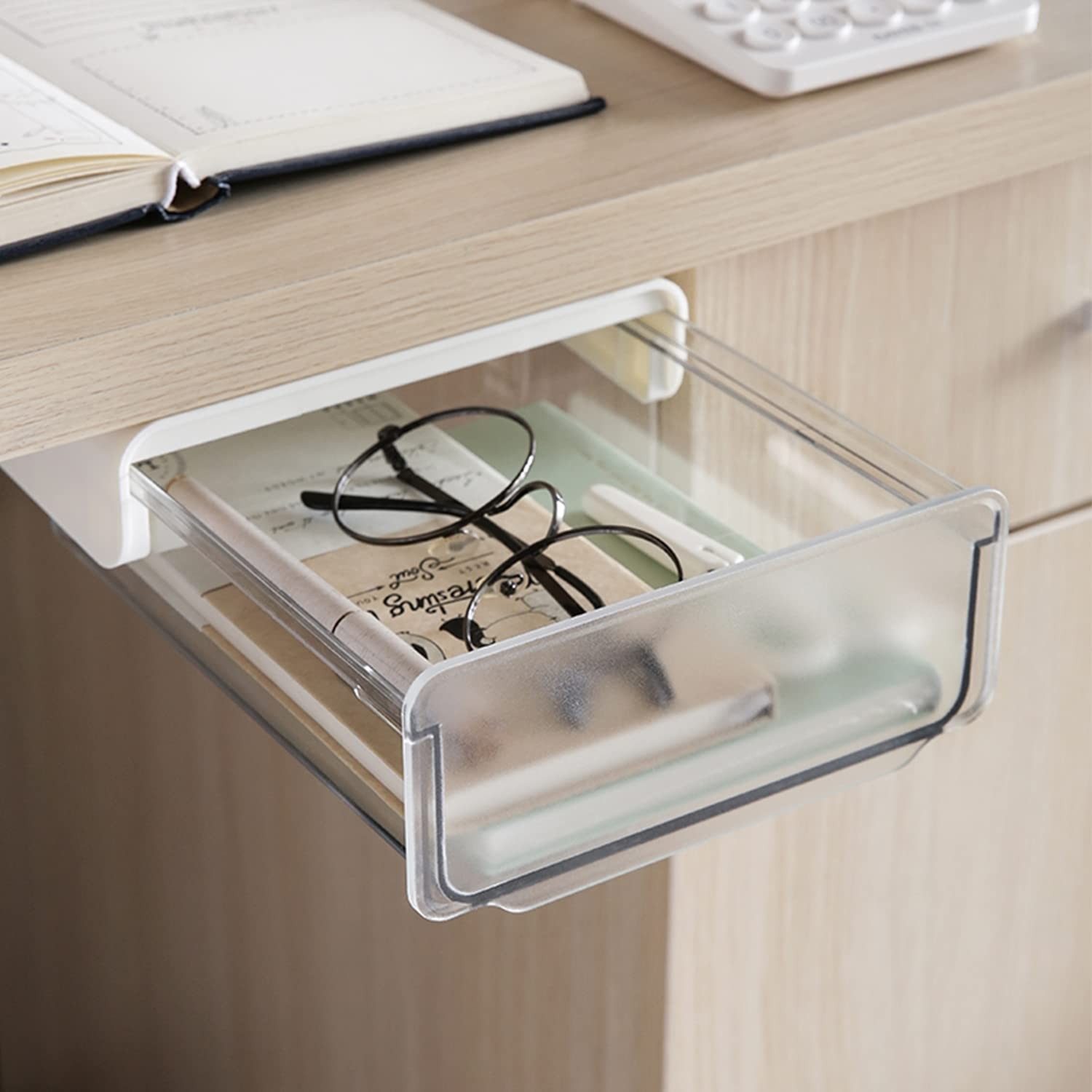 -adhesive Under Desk Drawer Organizer, 2 Pack Table Slide Out Large Storage M…