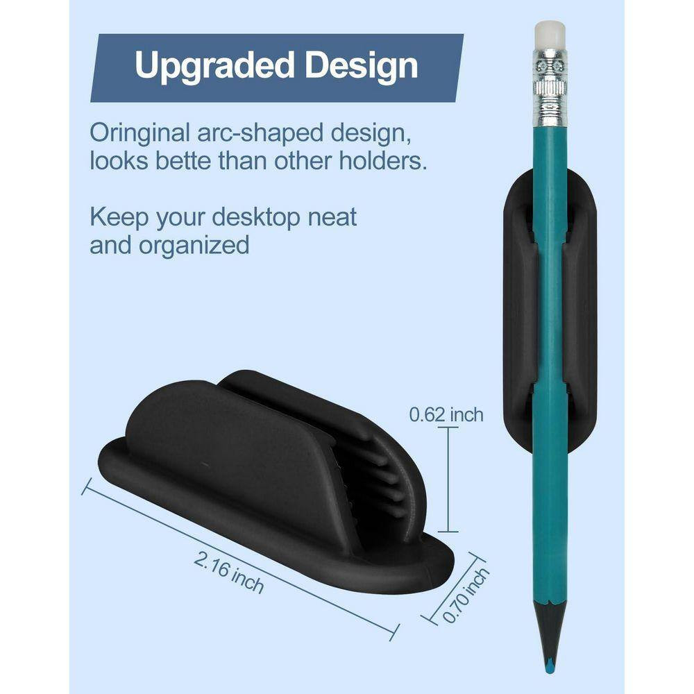 10-Pck Silicone Adhesive Pen Holders for Desk, Walls, Clipboards-Flexible Pencil