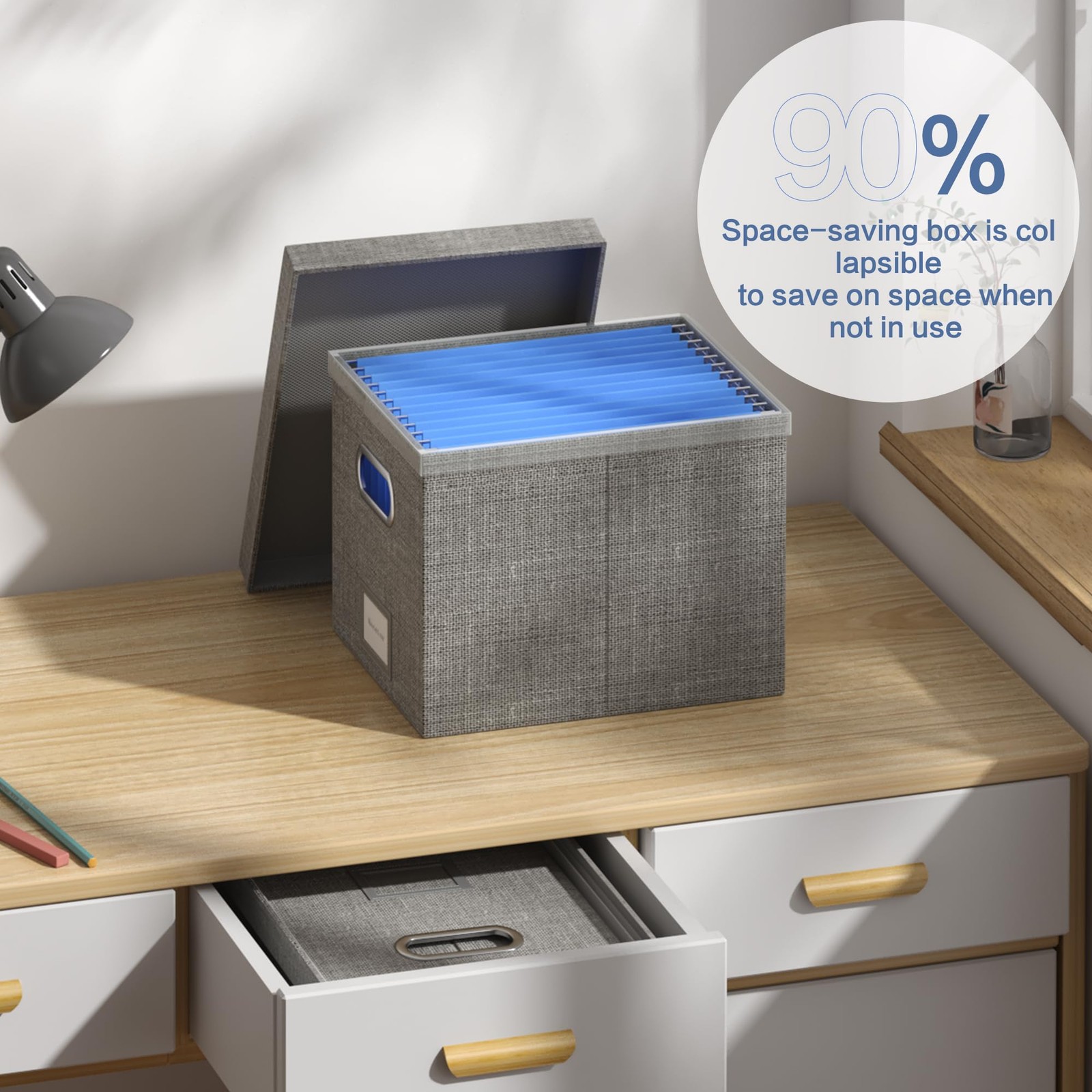 GRSQYS File Organizer Box – Boxes for 13.2*10.1*10.1in(4Pack), Grey