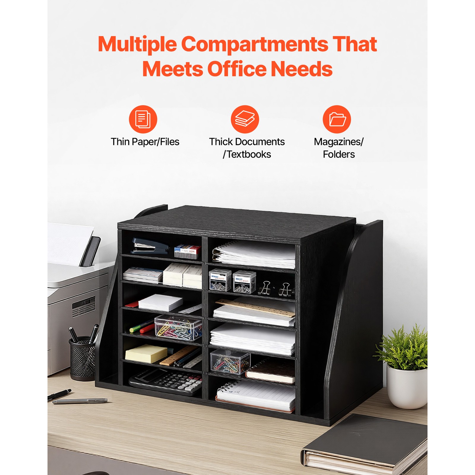 Uimoso 12-Compartment Literature Organizer for Office Mail and Vertical Storage