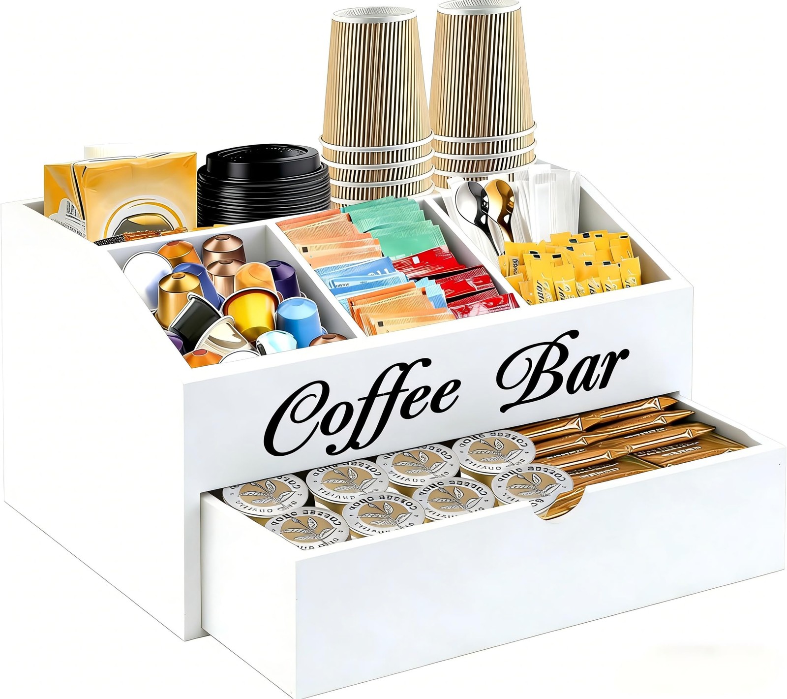Eastsign Coffee Bar Organizer for 11.81 x 12.99 x 5.91 inches, White