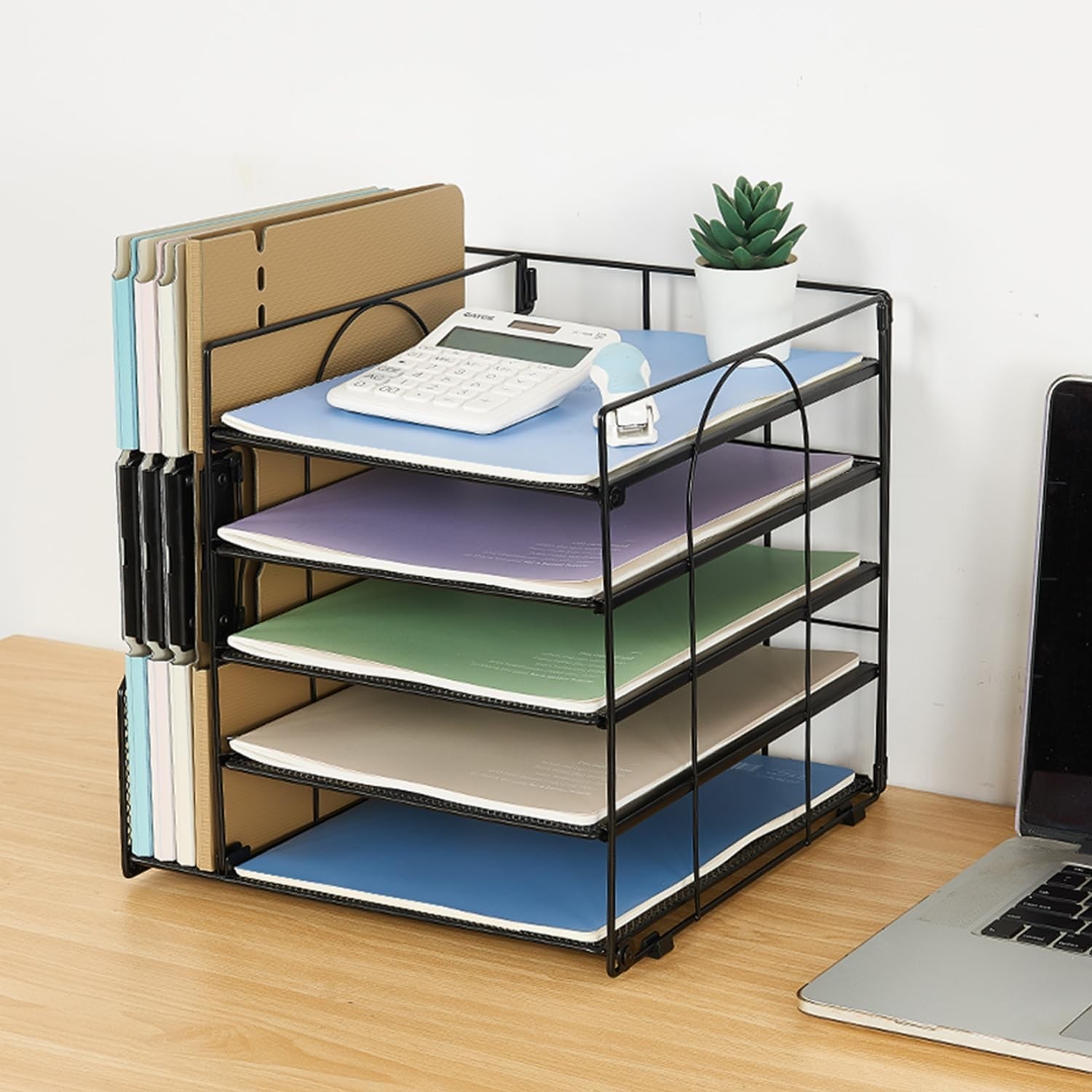 Desk Organizers and Accessories, 5-Tier Paper Letter Tray Organizer with File Ho