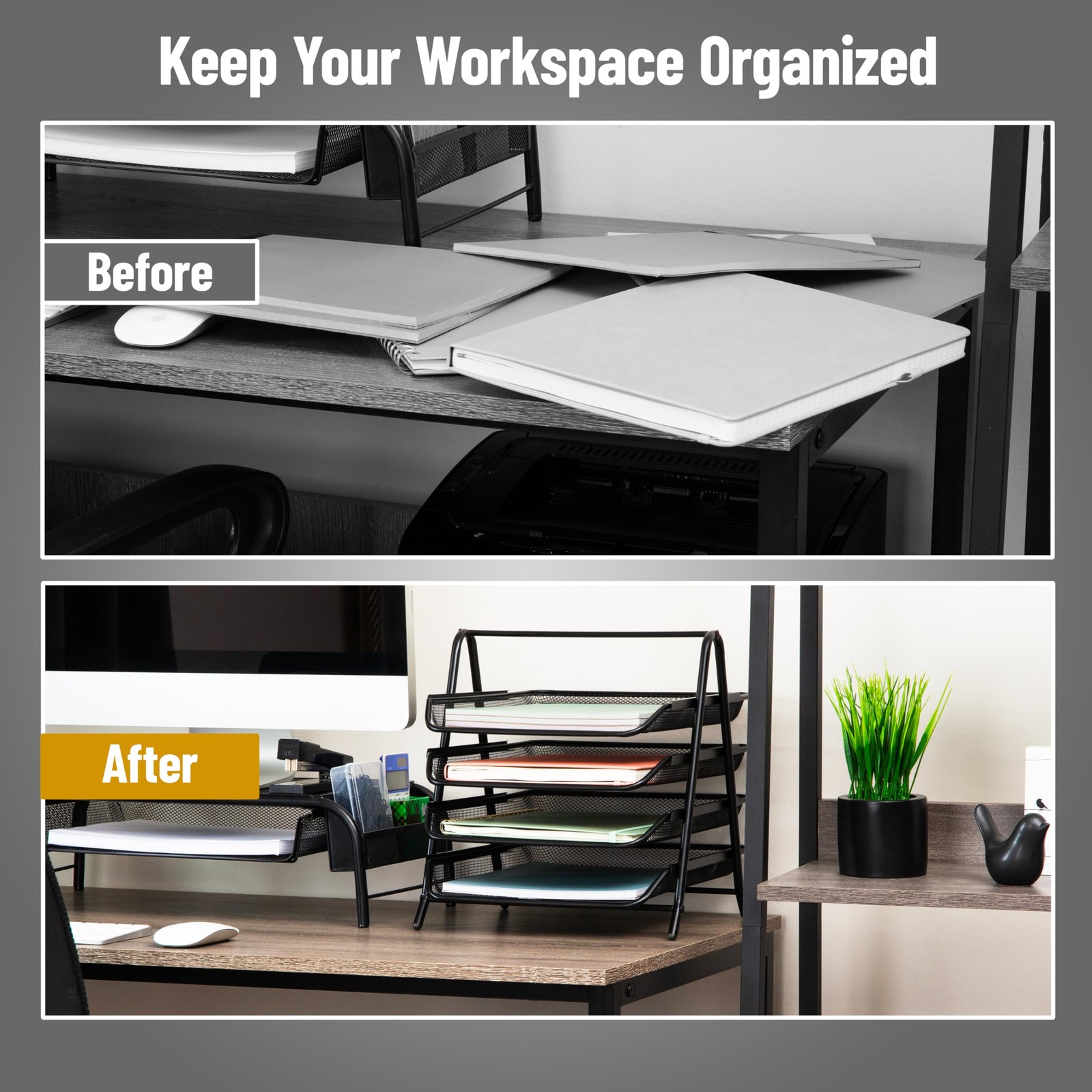 Mind Reader 4-Tier Paper Tray, Desktop Organizer, File Storage, Workspace, Of…