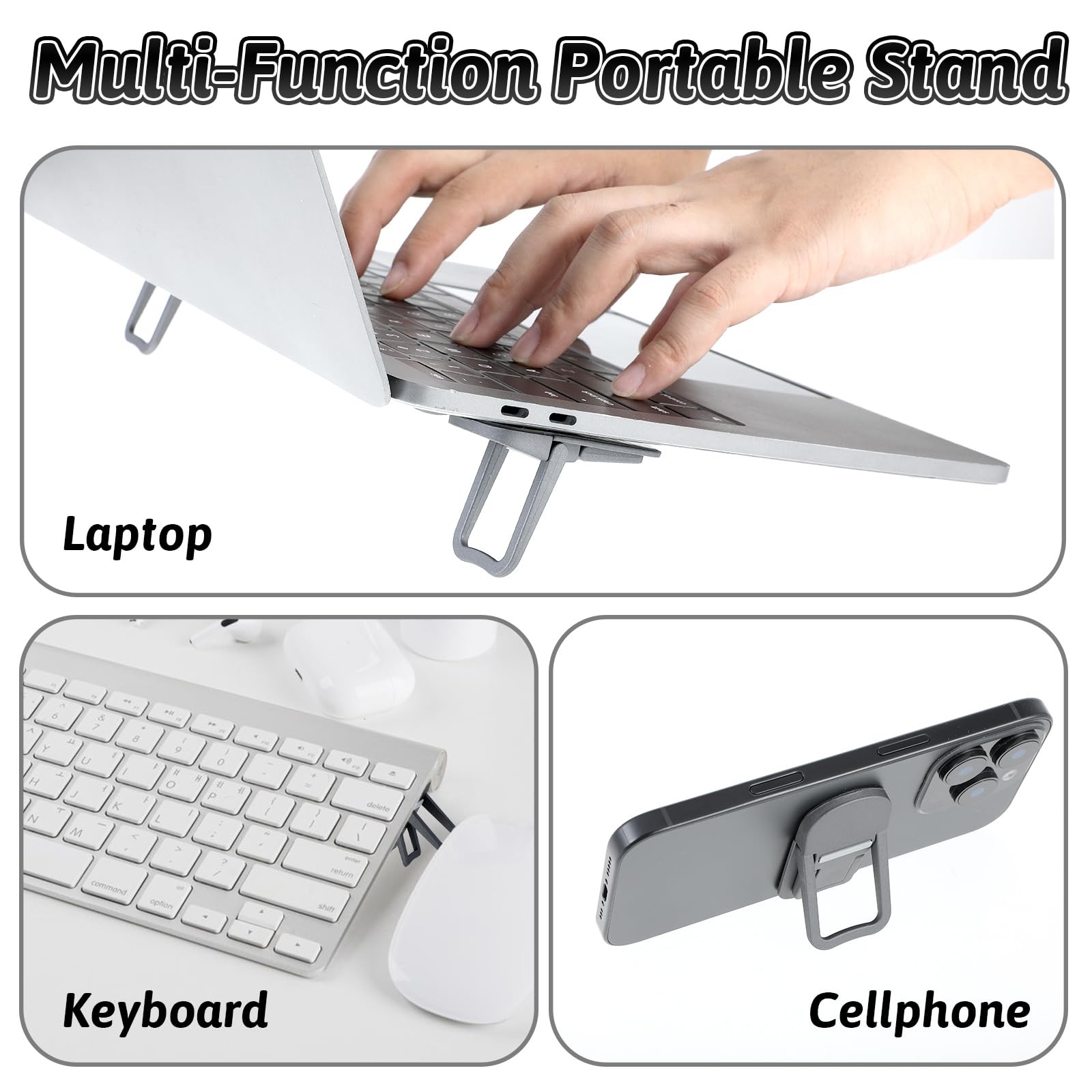 Bewudy 2 Pcs Portable Keyboard Riser, Dual Tilt Angle Adjustment Black