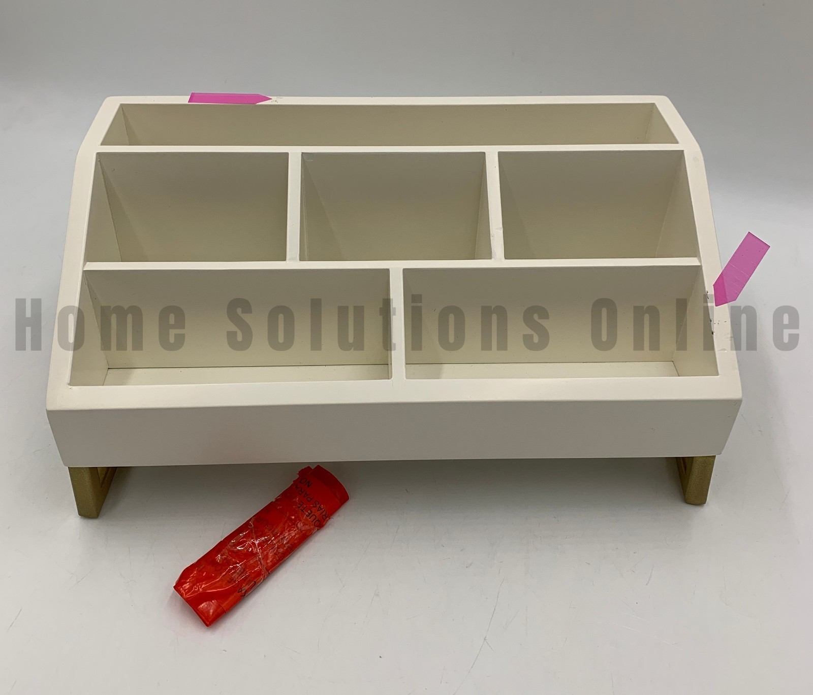 Pottery Barn Teen Glam Desk Sectional Organizer White Gold 11.75″ w #X1690 READ