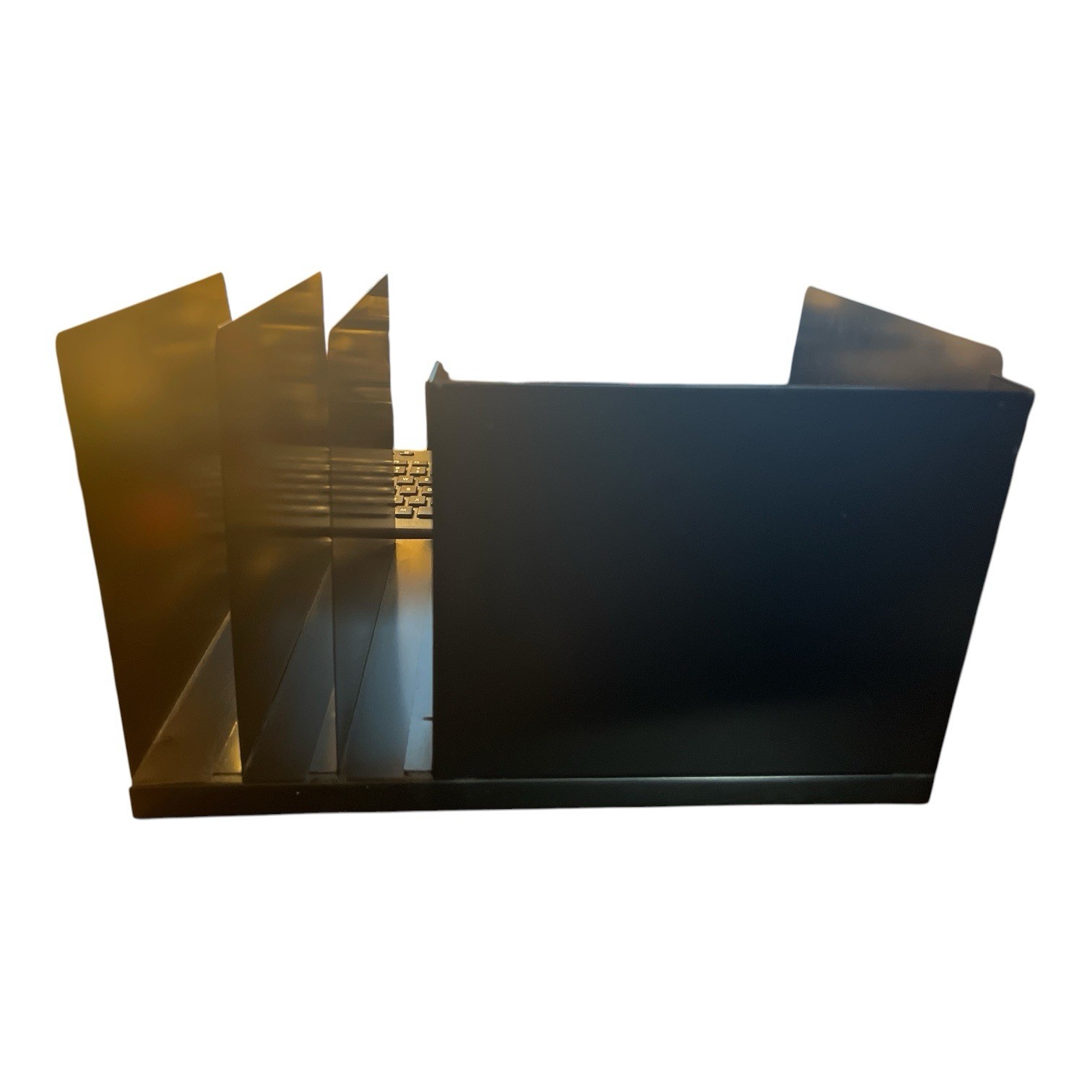 Hunt Lit-ning Industrial Metal Desktop Organizer Letter Tray Vintage MCM Black