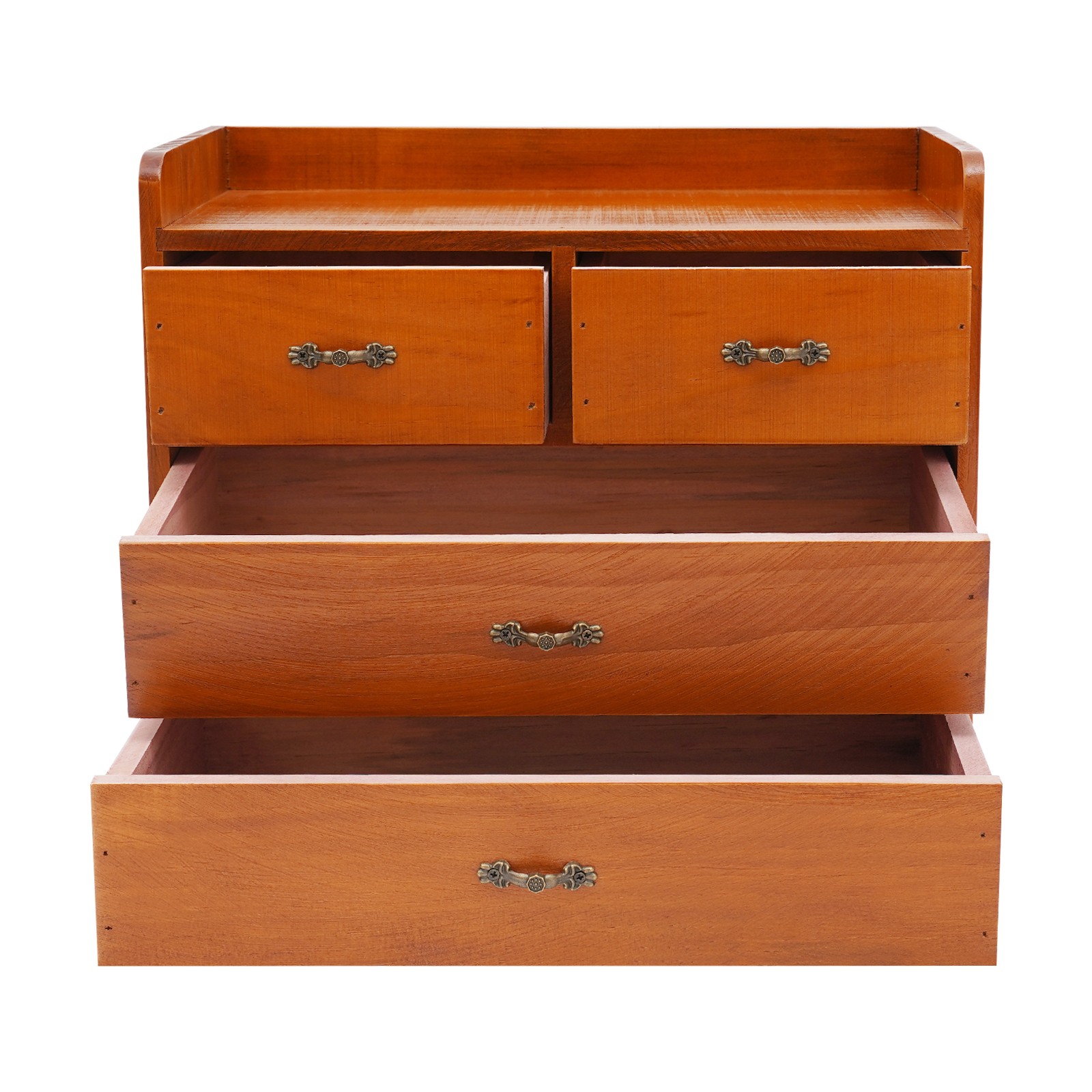 Desk Organizer with Drawers Wooden Desktop Storage Cabinet Storage Box, 4 Drawer