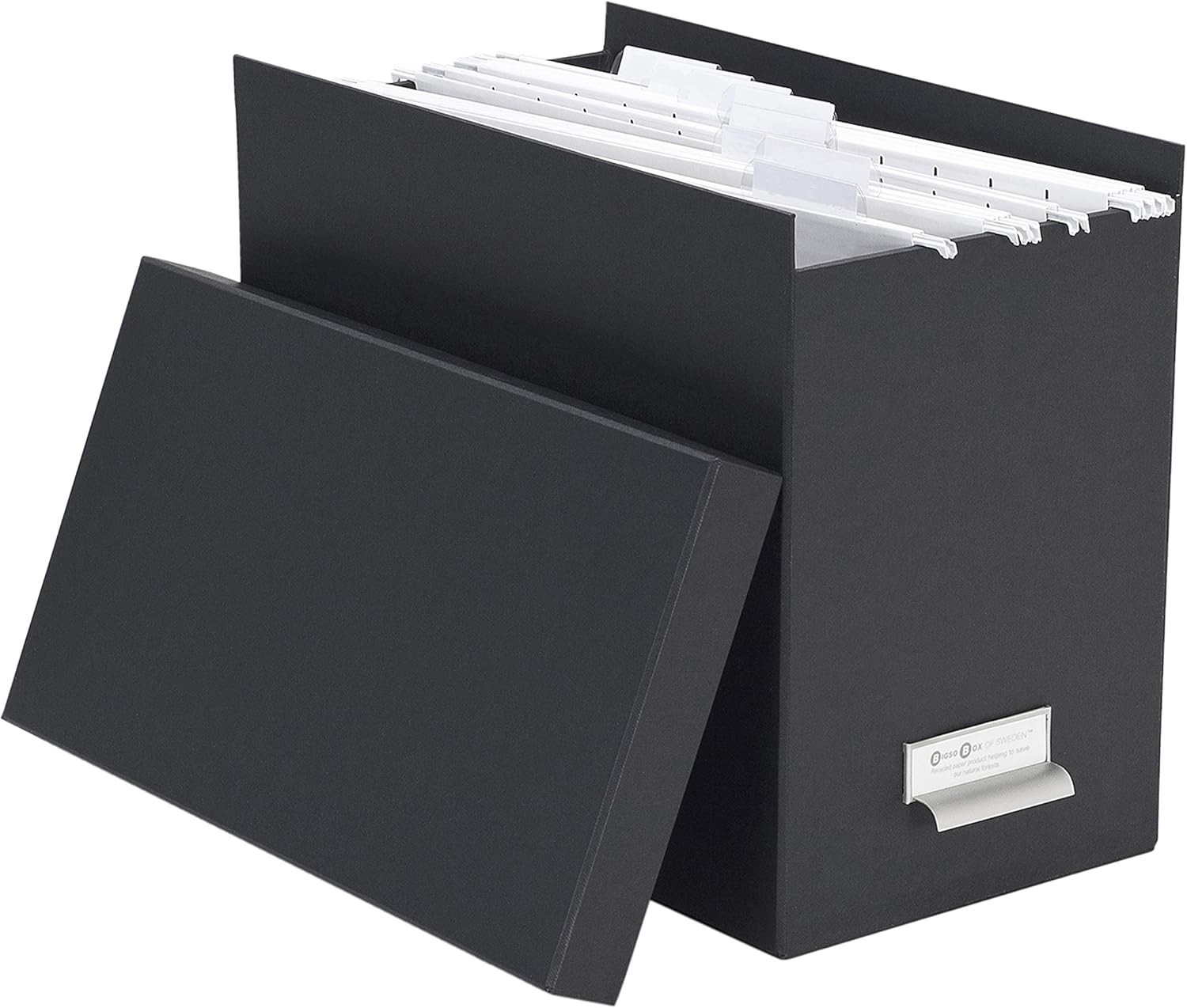 Bigso John Fiberboard Label Frame Desktop File Storage Box – Dark Grey