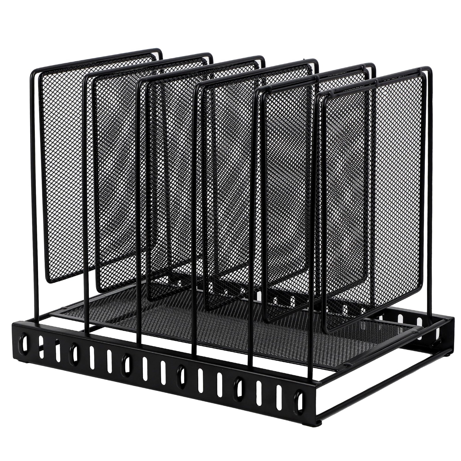EASEPRES 5 Section Vertical Metal Mesh Desk File Organizer, Spacing Adjustable U