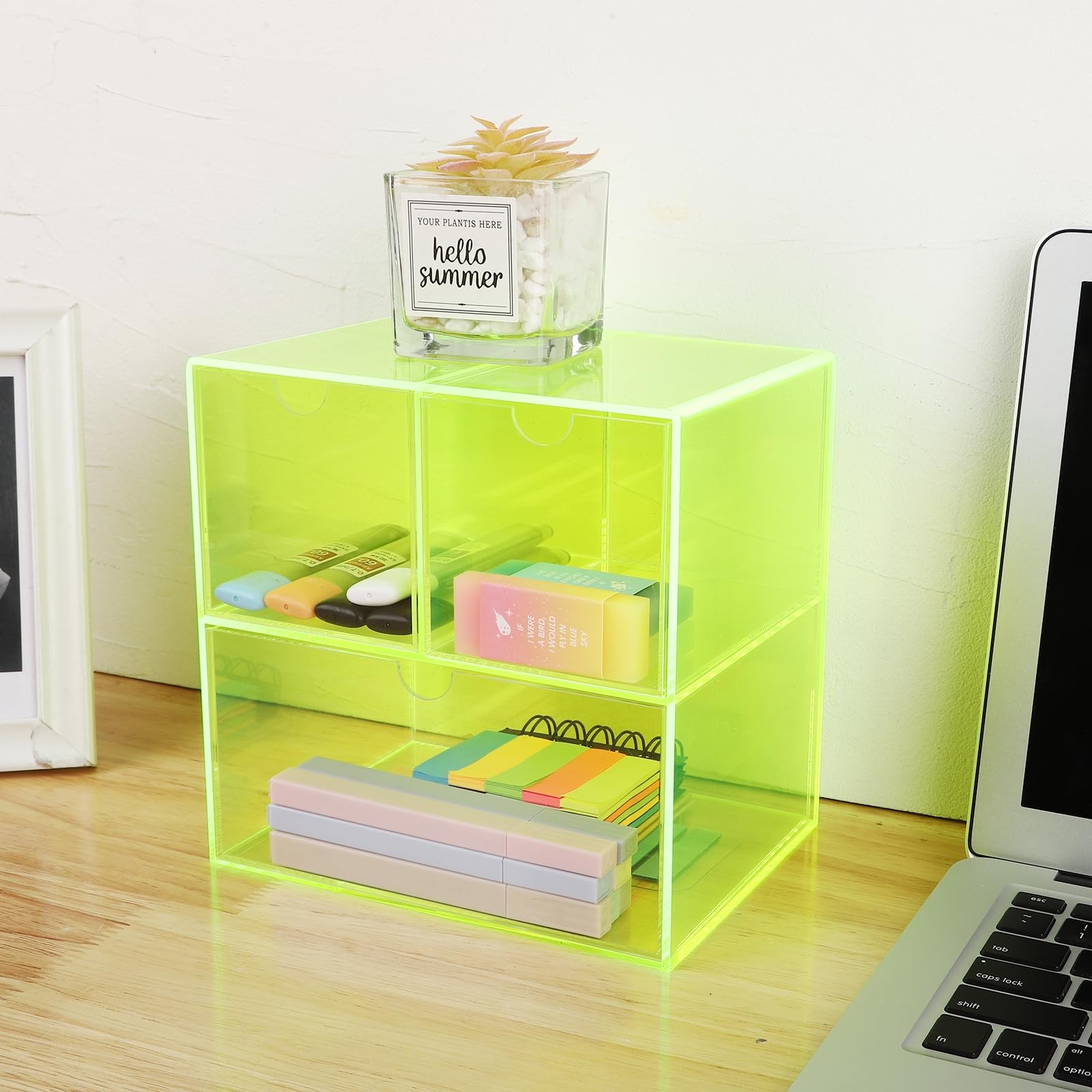 Desk Organizer with 3 Storage Drawers for Makeup Office Acrylic Desktop Drawe…