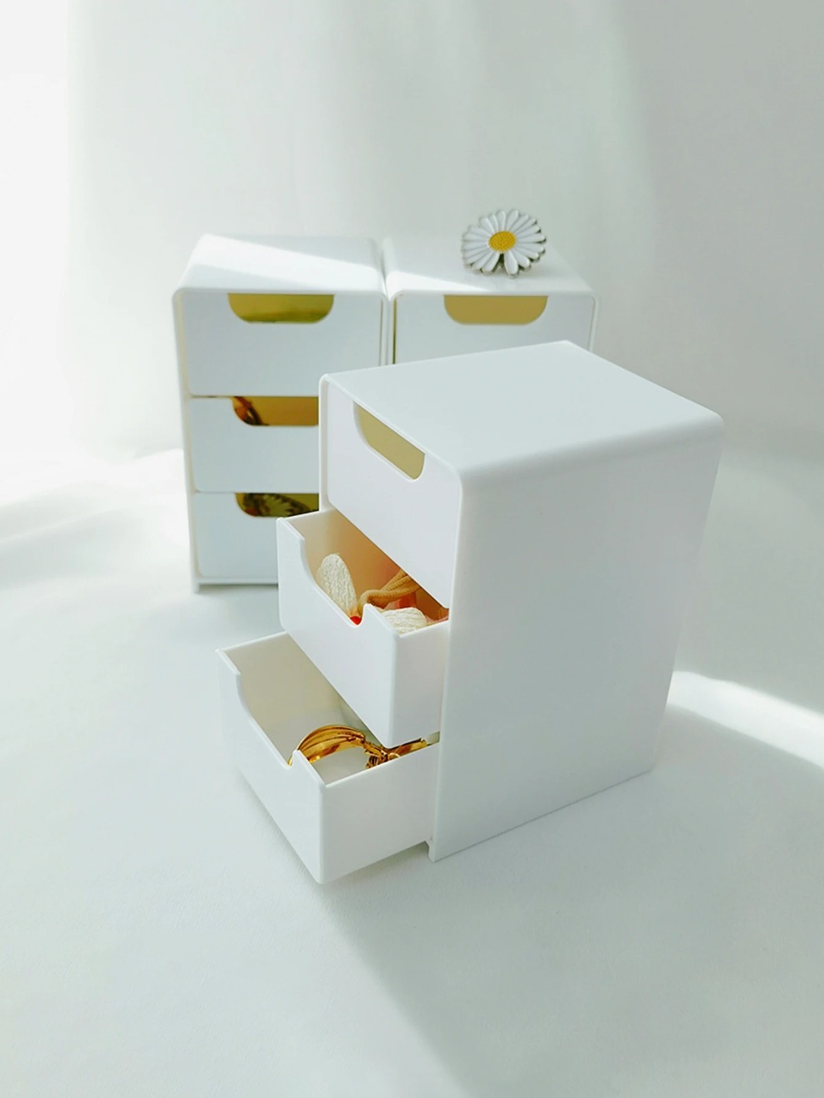 Mini 3-Tier Desk Organizer Drawers Jewelry Makeup Office Craft Storage Box Case