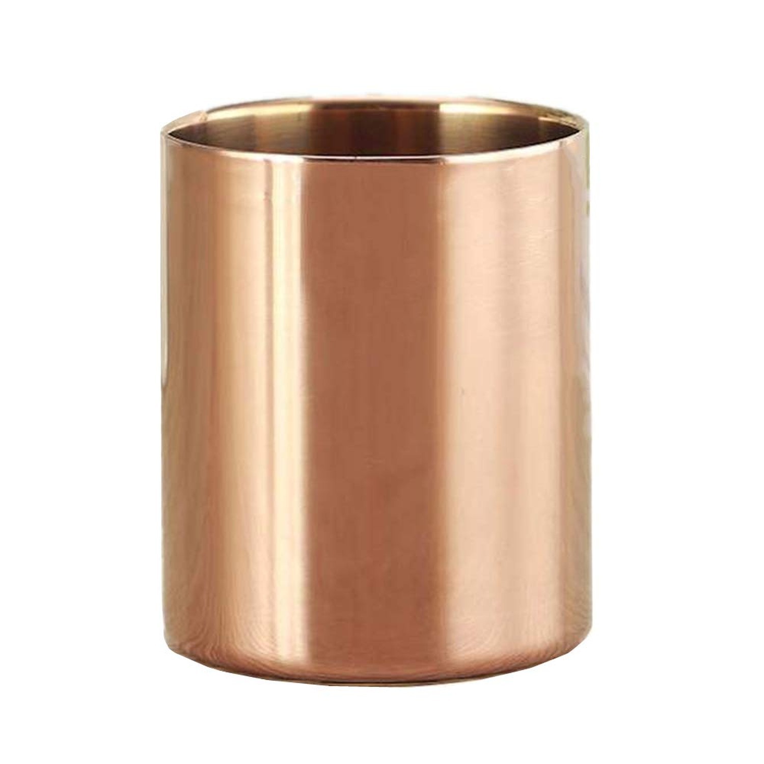 Rose Gold Pen Holder Glossy Stainless Steel Pencil Cup for Desk Organizers Mu…