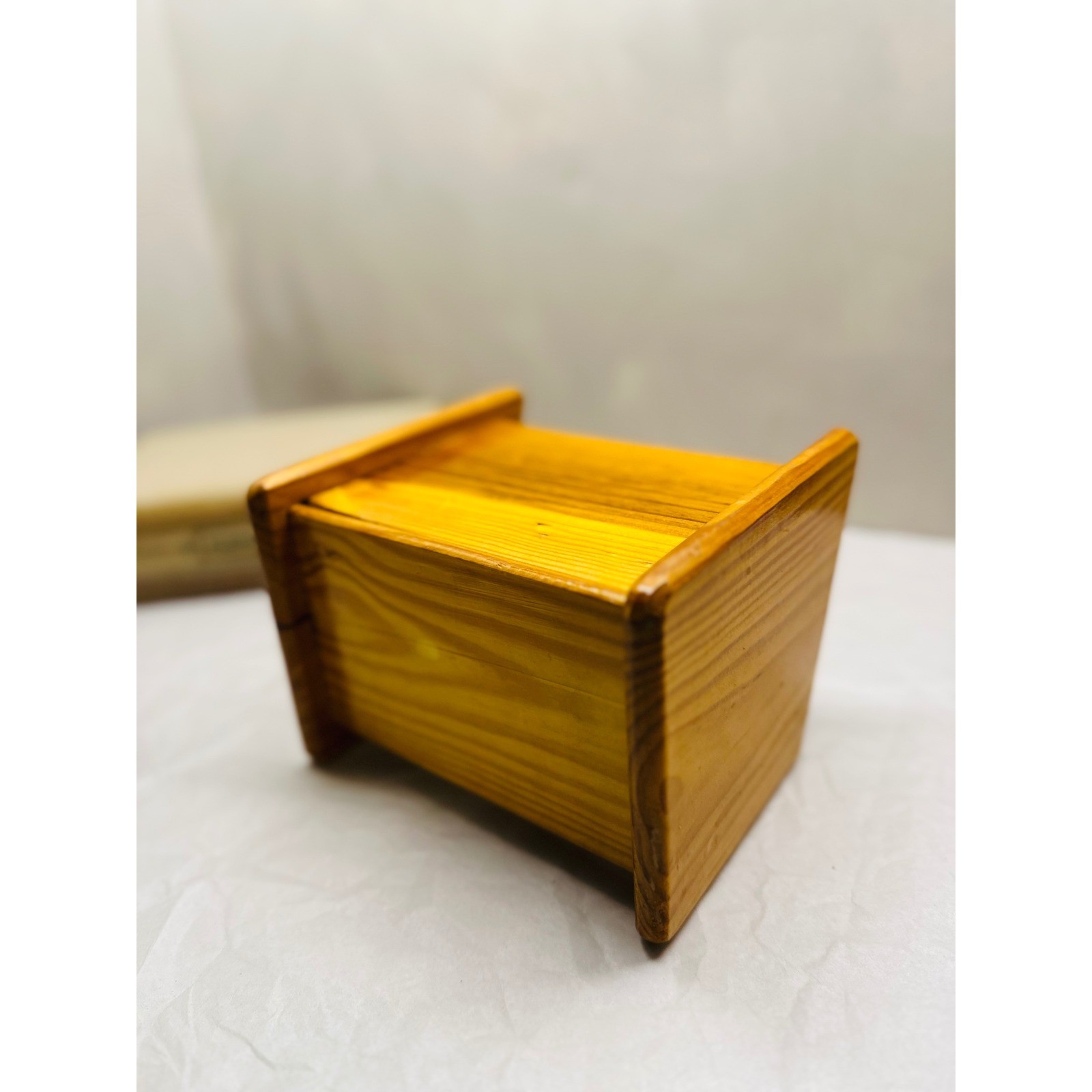 Vintage Handmade Wooden Letter Rack Desk Organizer 2 Slot Mail Sorter Honey Pine