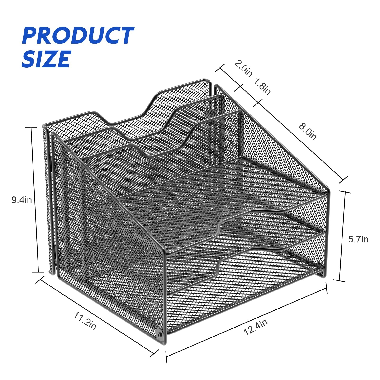 Desk File Organizer, Mesh Letter File Folder Holder with 3 Paper Trays and 2 …
