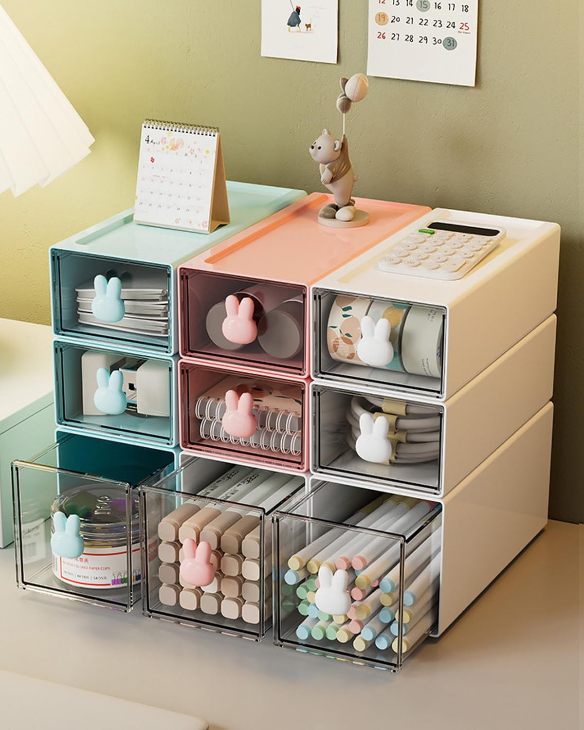 Office Desk Organizer with Drawers Multi-Functional Desktop Pen Pencil Case Stor