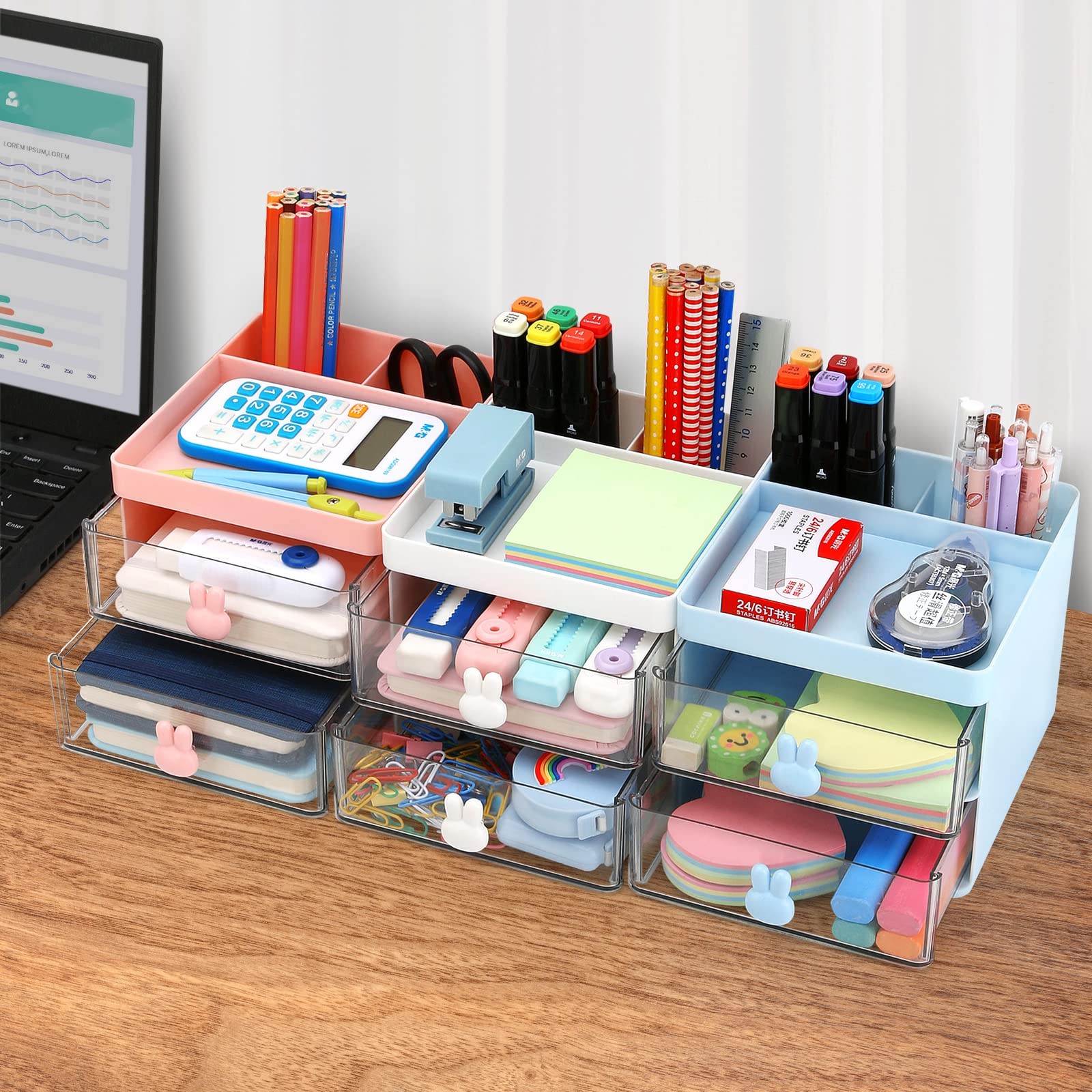Small Desk Organizer With Drawer, Office Desktop Storage Box, Business Card/P…