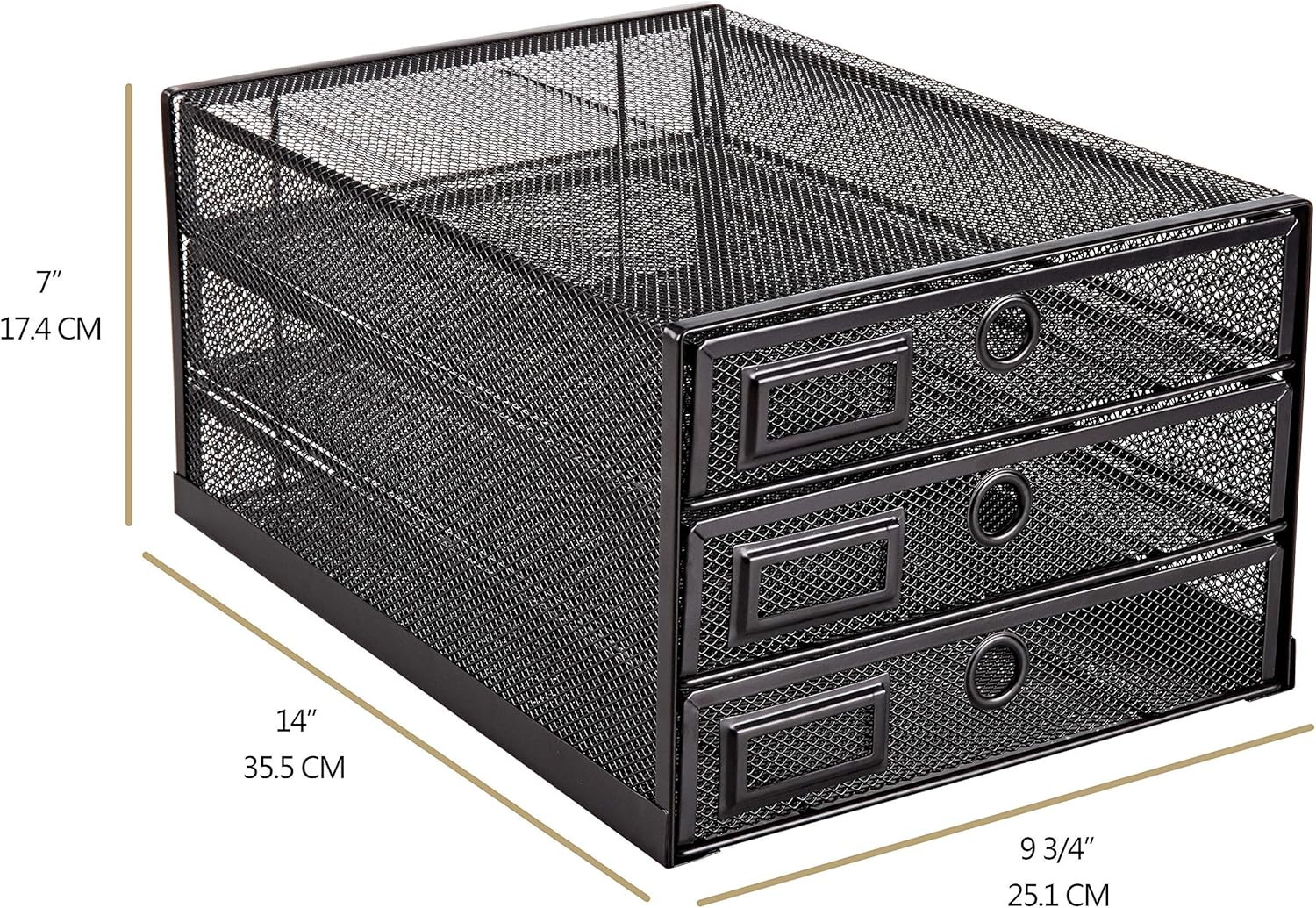Annova Desk Organizer Wire Mesh 3 Tier Sliding Drawers Paper Sorter/Multifunctio