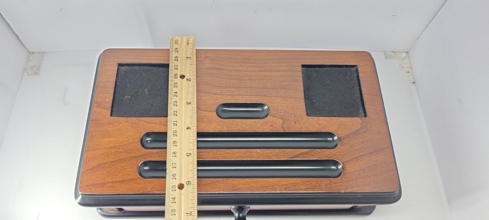 Vintage Wooden Desk Organizer Pen Holder w/ Drawer Felt Compartments Office…