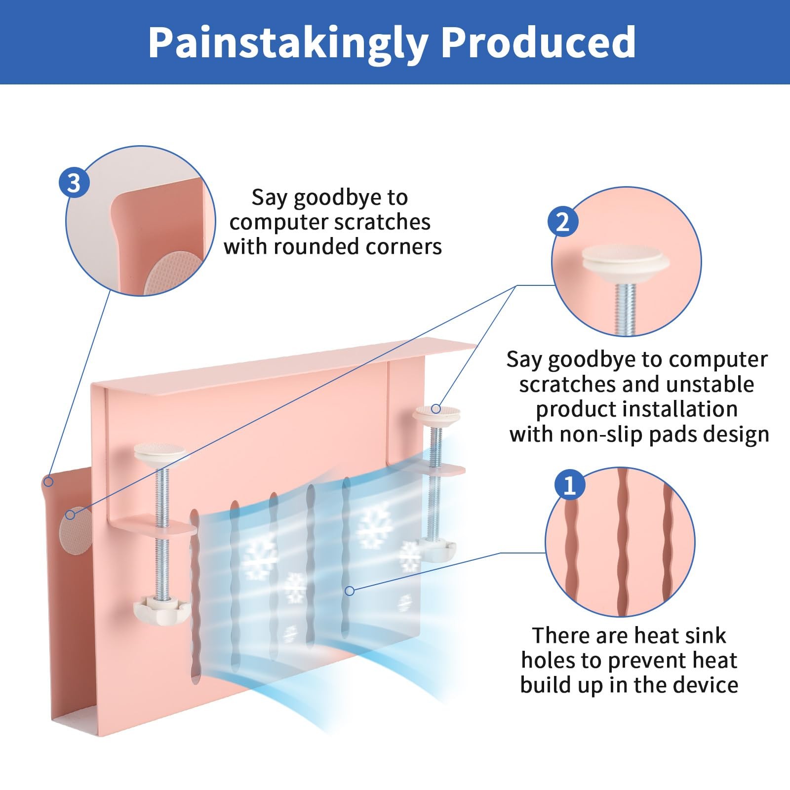 LUKETURE Desk Side Storage, Steel Organizer, No M(1 Tier), Pink